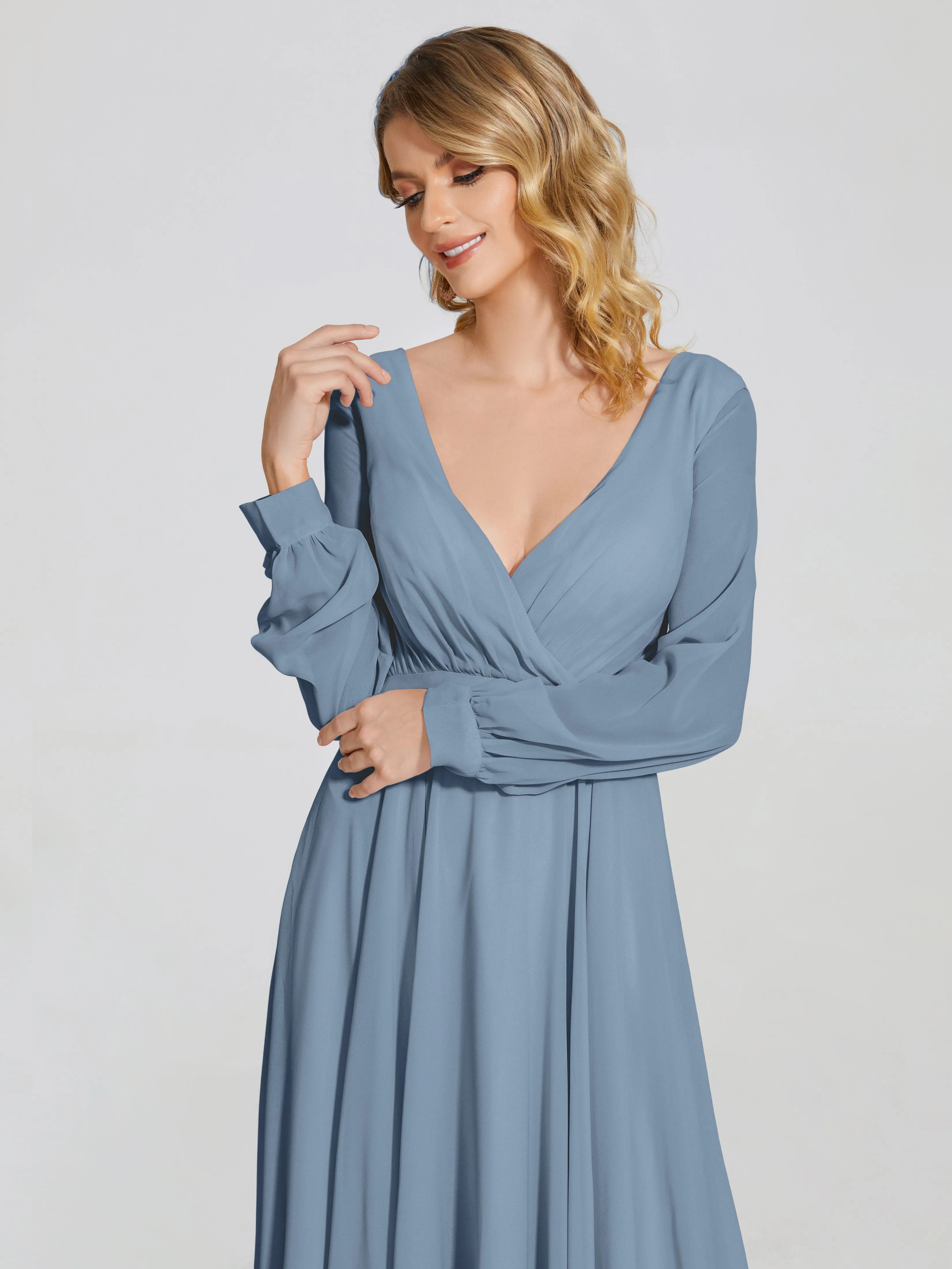 Raegan Simple Long Sleeves Chiffon Mother of the Bride Dress