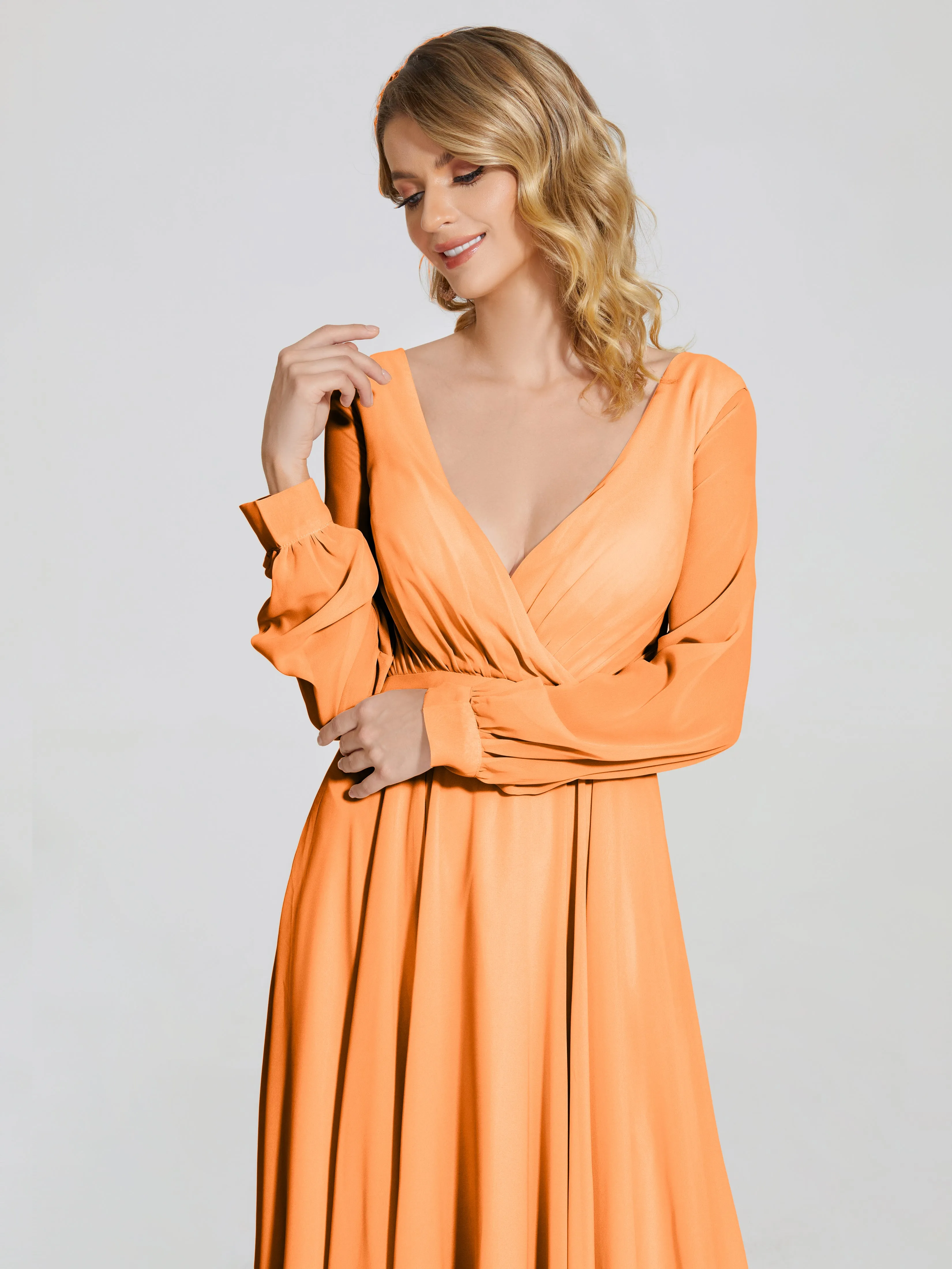 Raegan Simple Long Sleeves Chiffon Mother of the Bride Dress