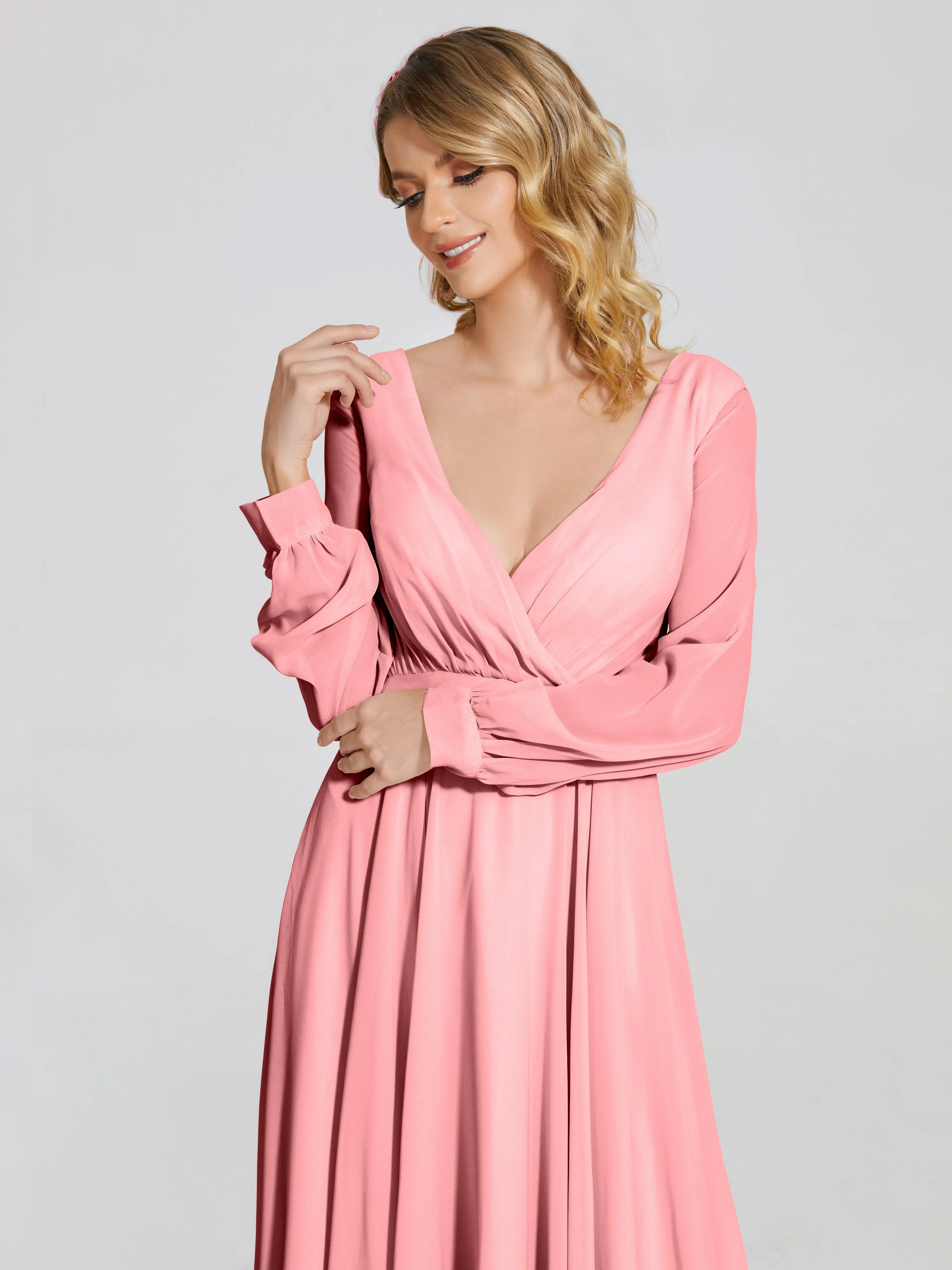 Raegan Simple Long Sleeves Chiffon Mother of the Bride Dress