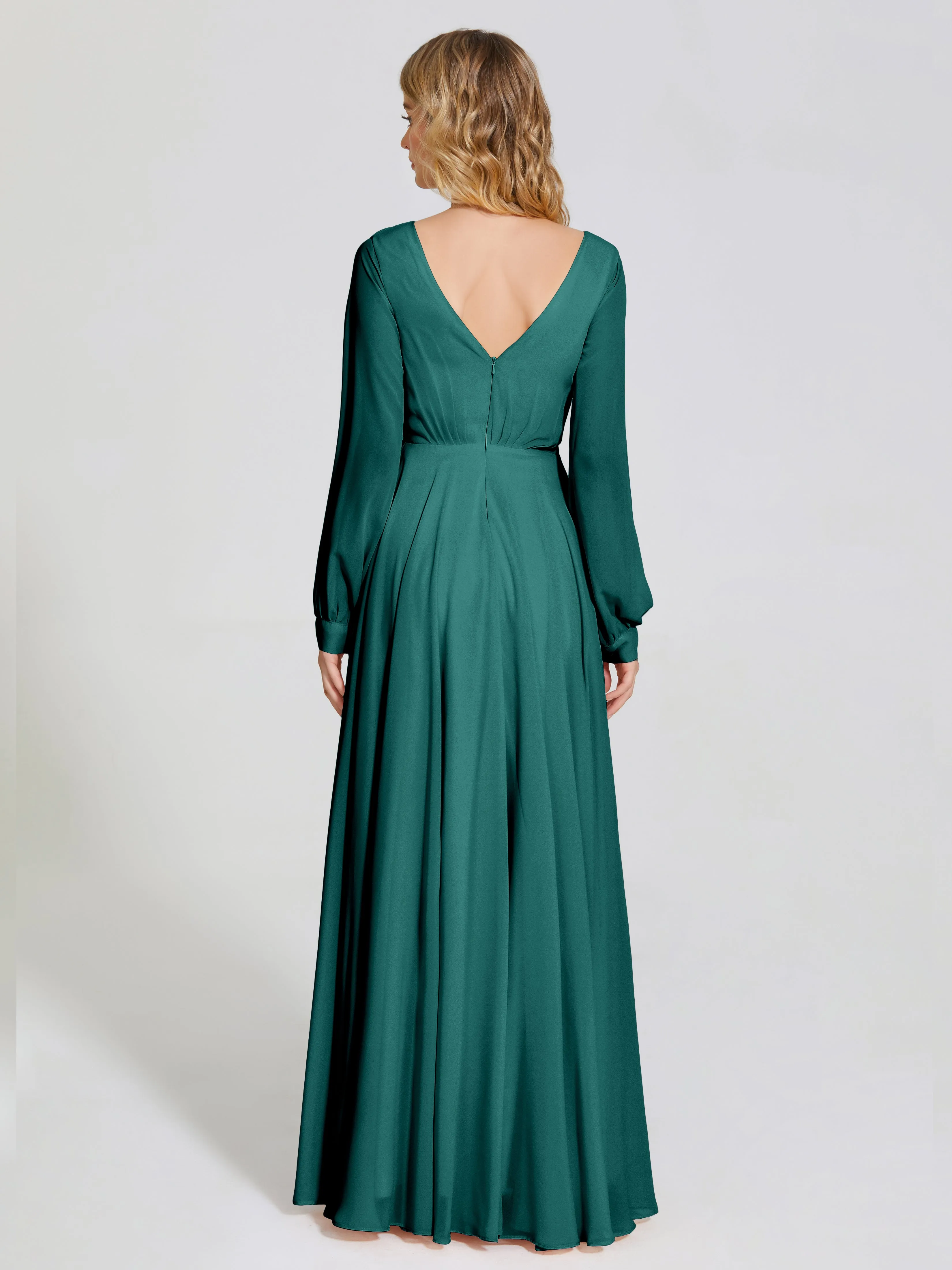 Raegan Simple Long Sleeves Chiffon Mother of the Bride Dress