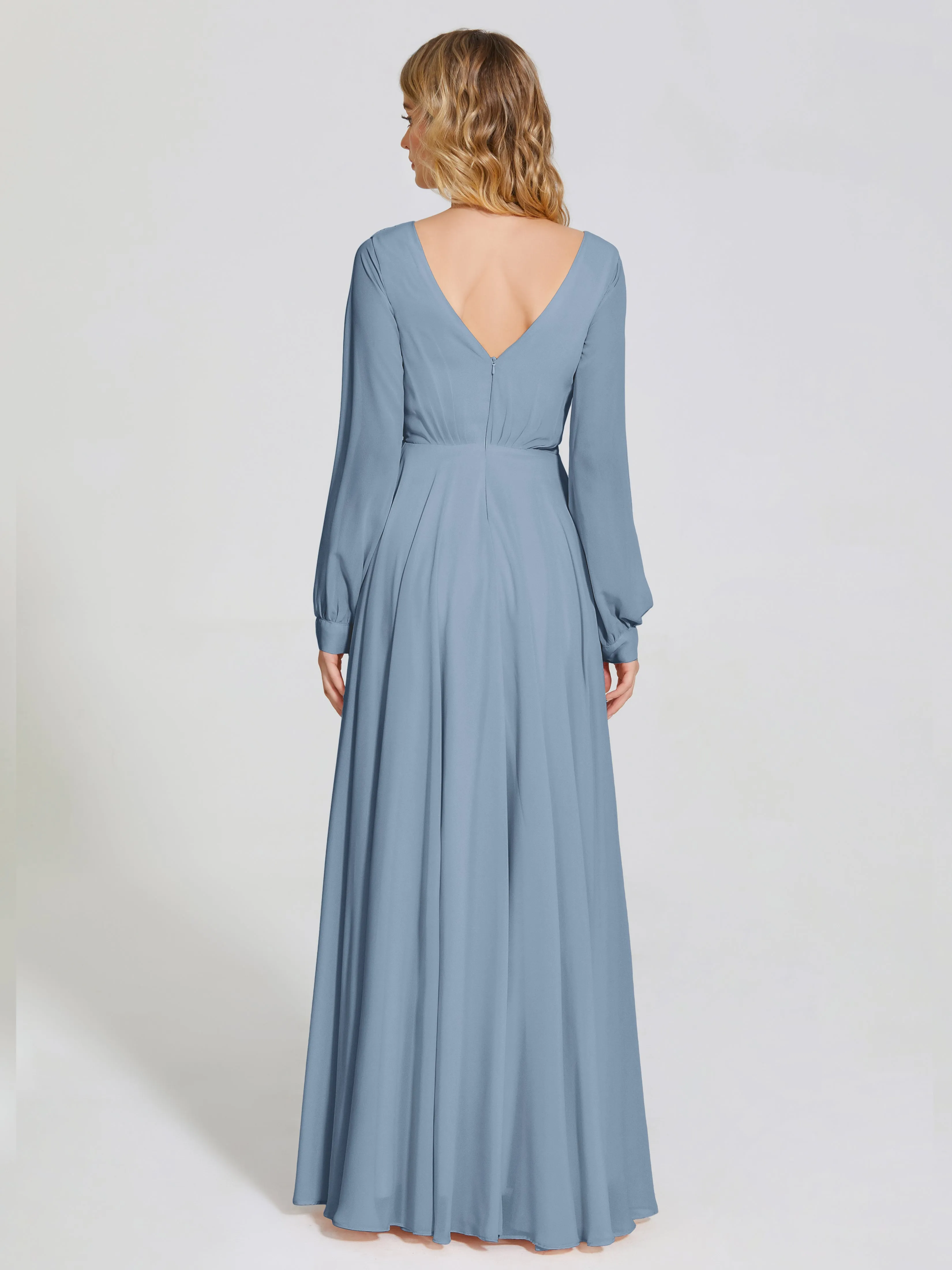 Raegan Simple Long Sleeves Chiffon Mother of the Bride Dress