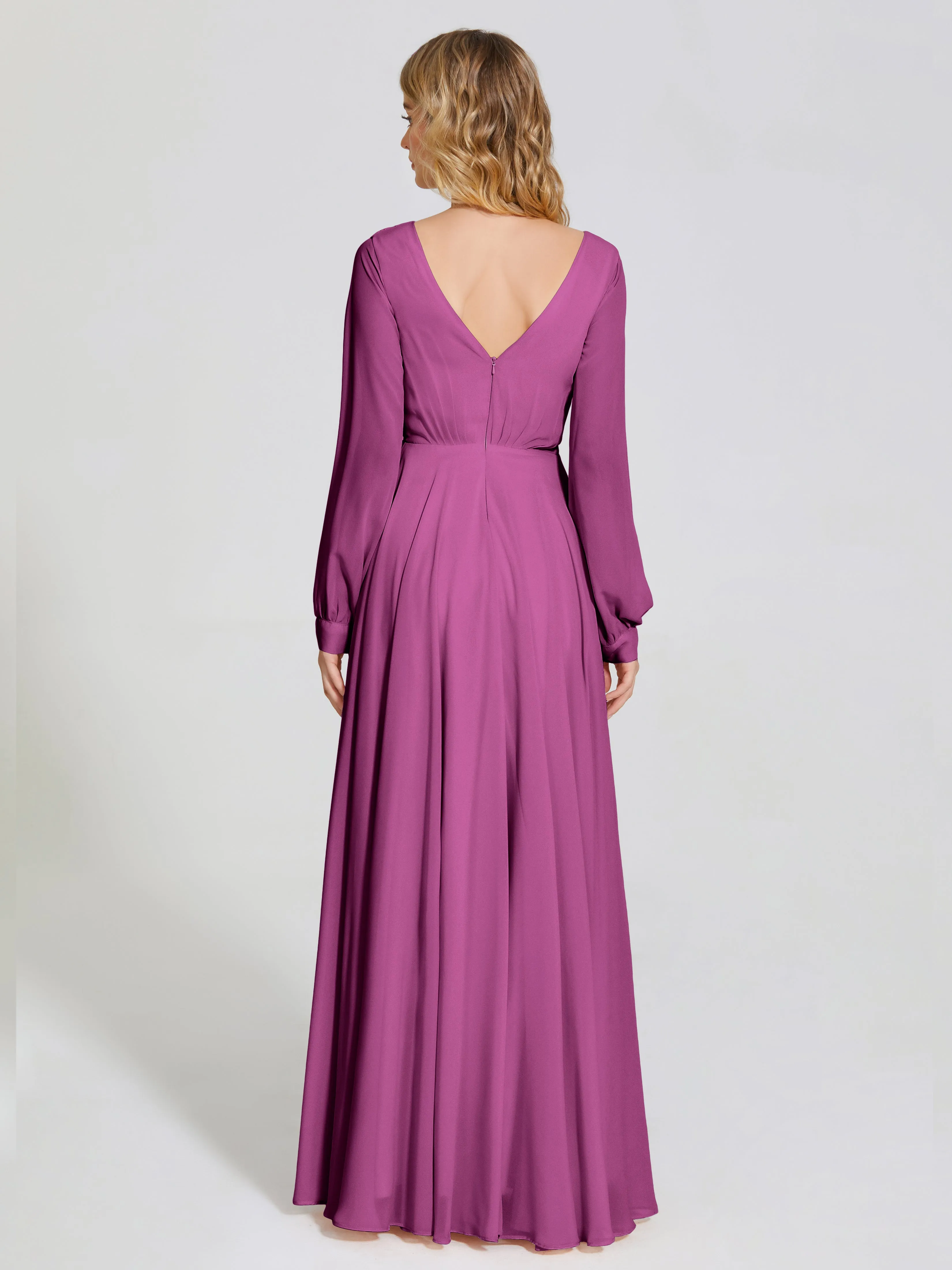 Raegan Simple Long Sleeves Chiffon Mother of the Bride Dress