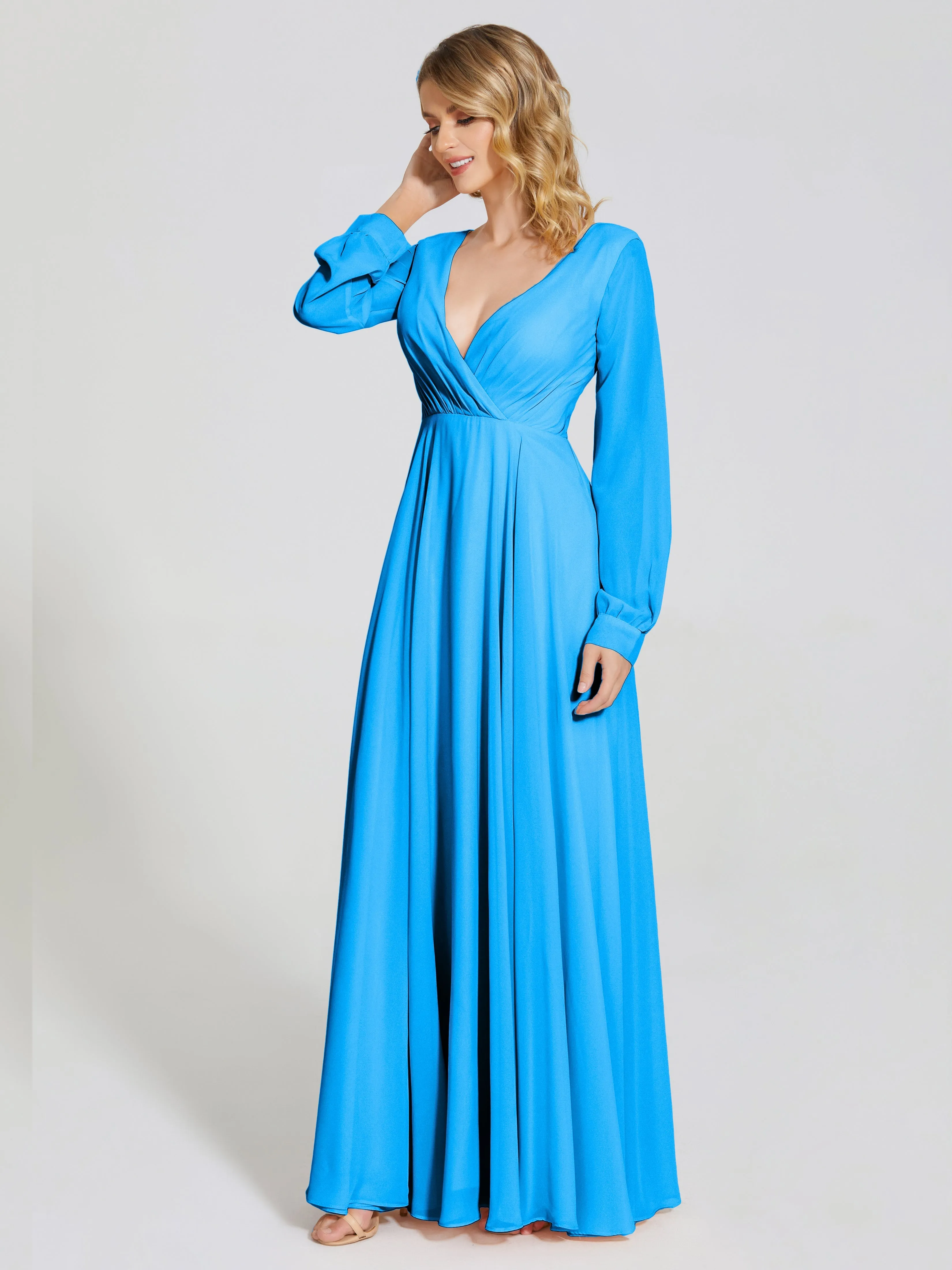 Raegan Simple Long Sleeves Chiffon Mother of the Bride Dress