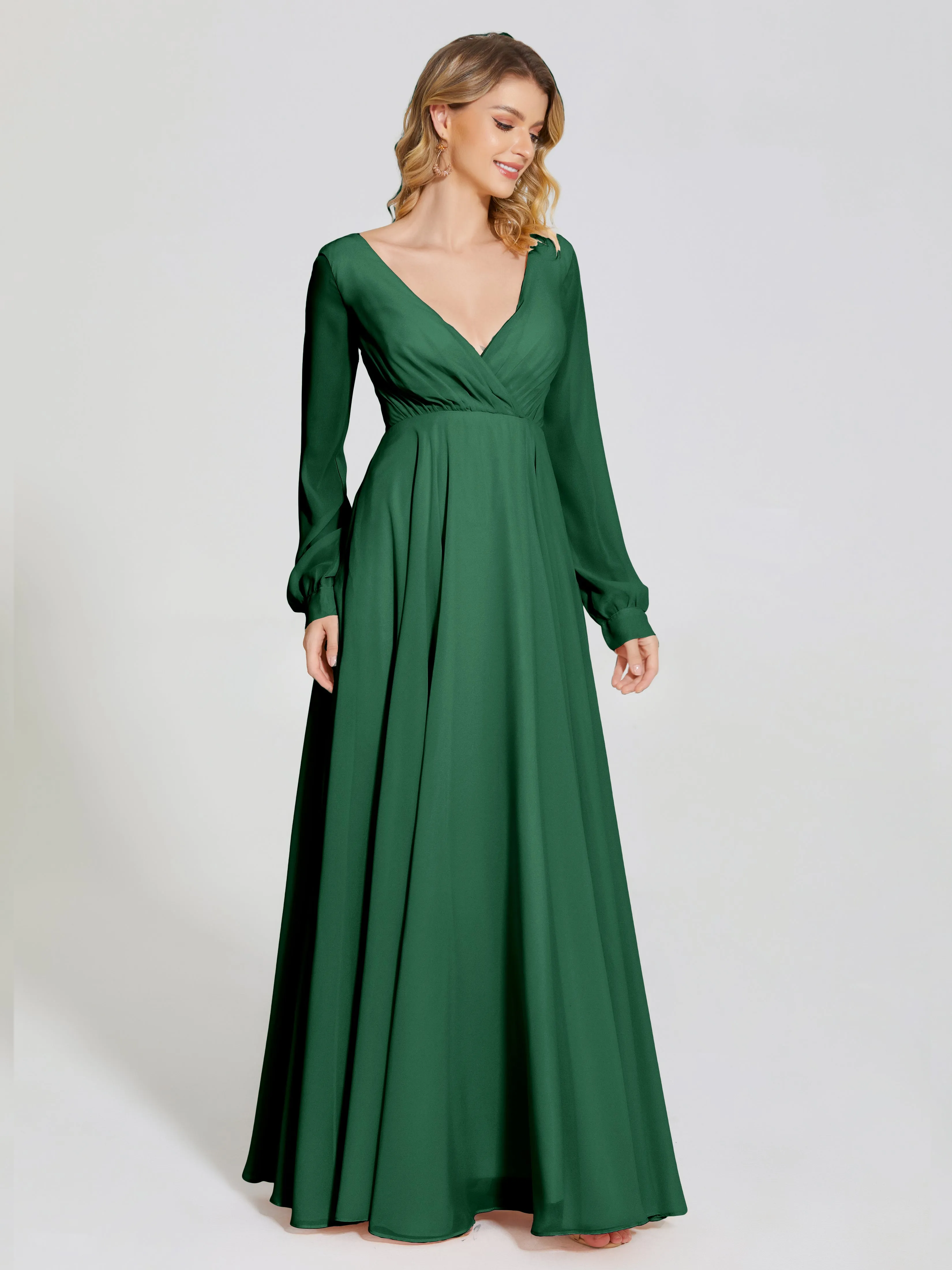 Raegan Simple Long Sleeves Chiffon Mother of the Bride Dress