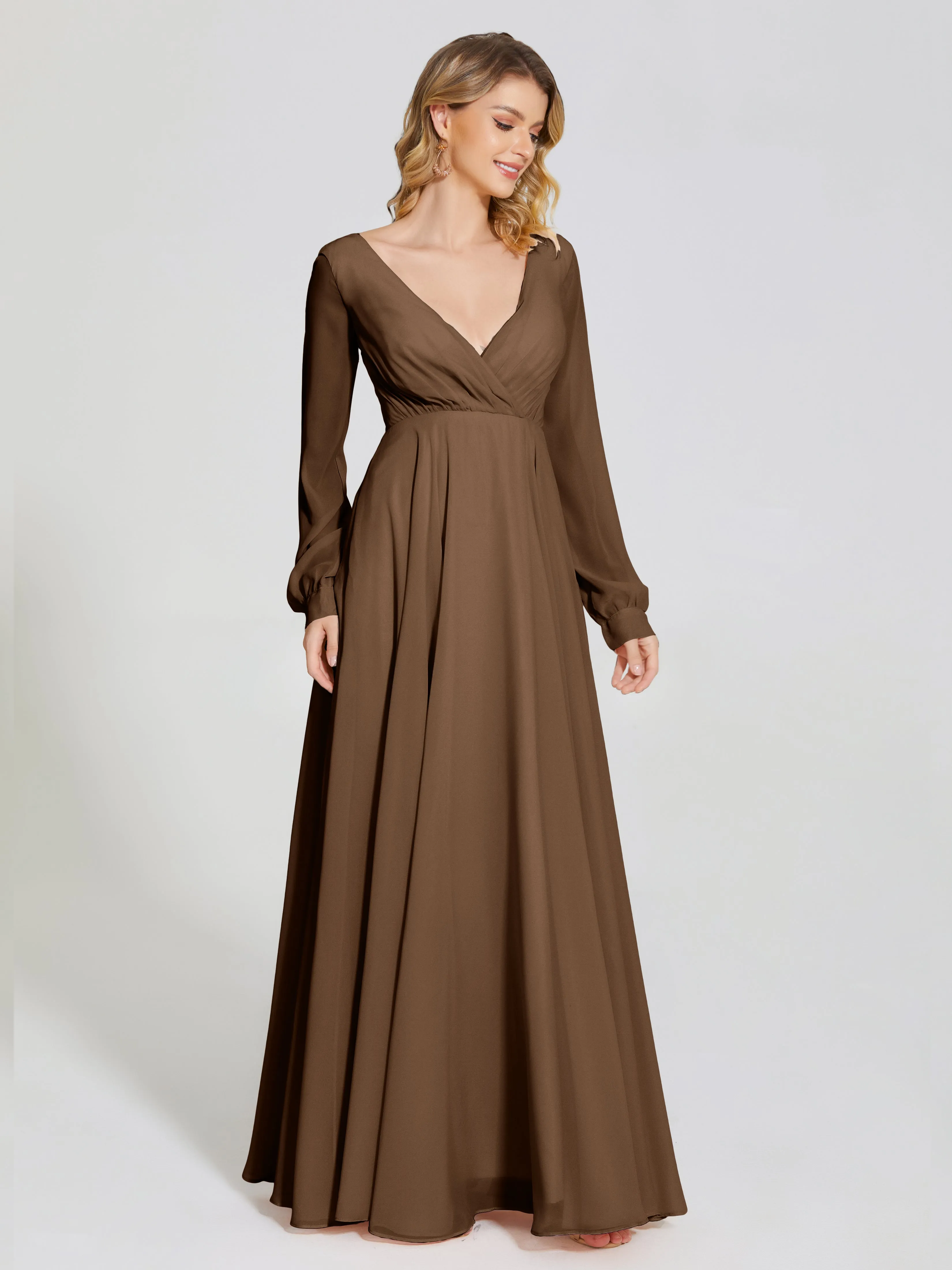 Raegan Simple Long Sleeves Chiffon Mother of the Bride Dress