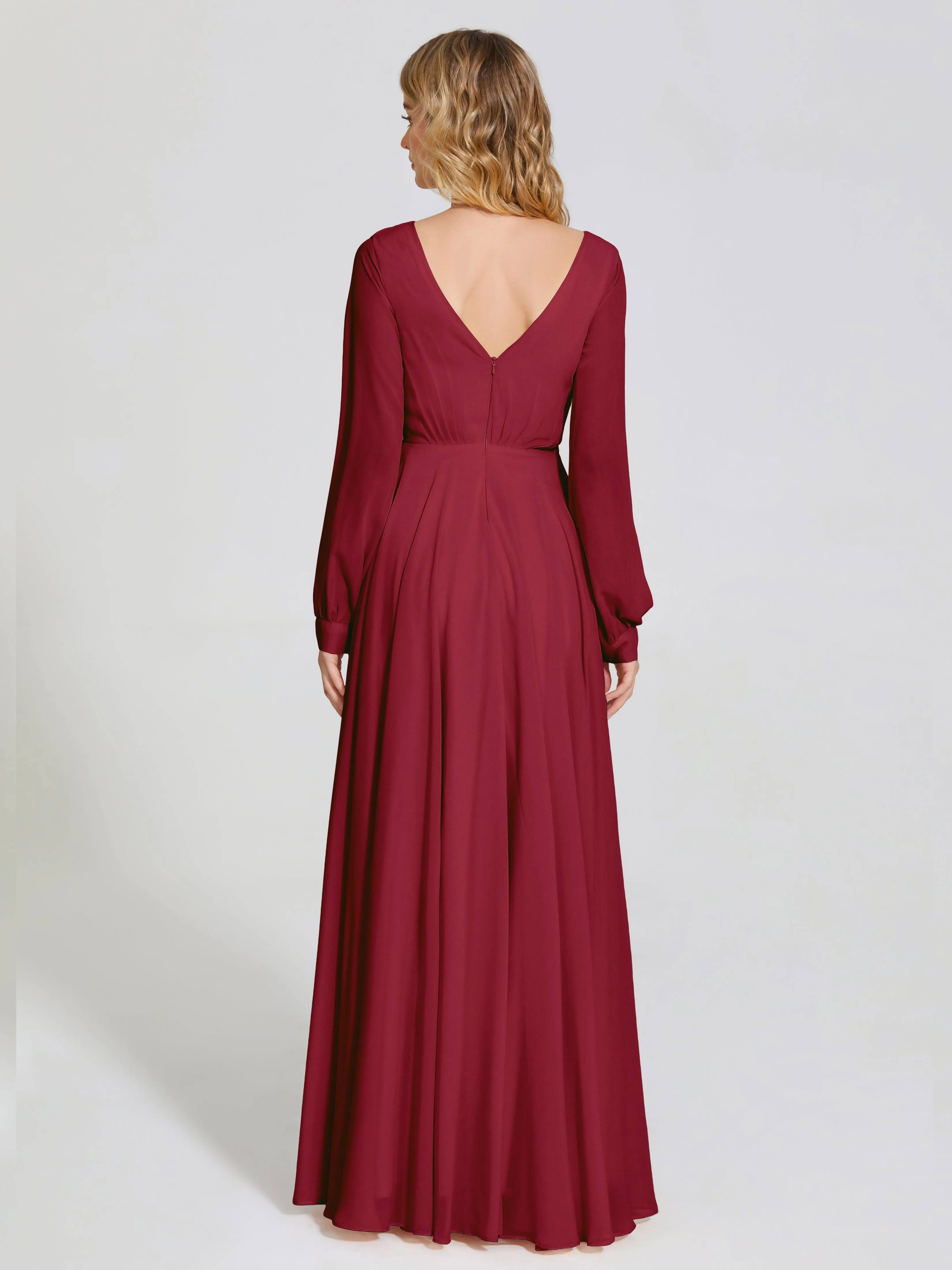 Raegan Simple Long Sleeves Chiffon Mother of the Bride Dress