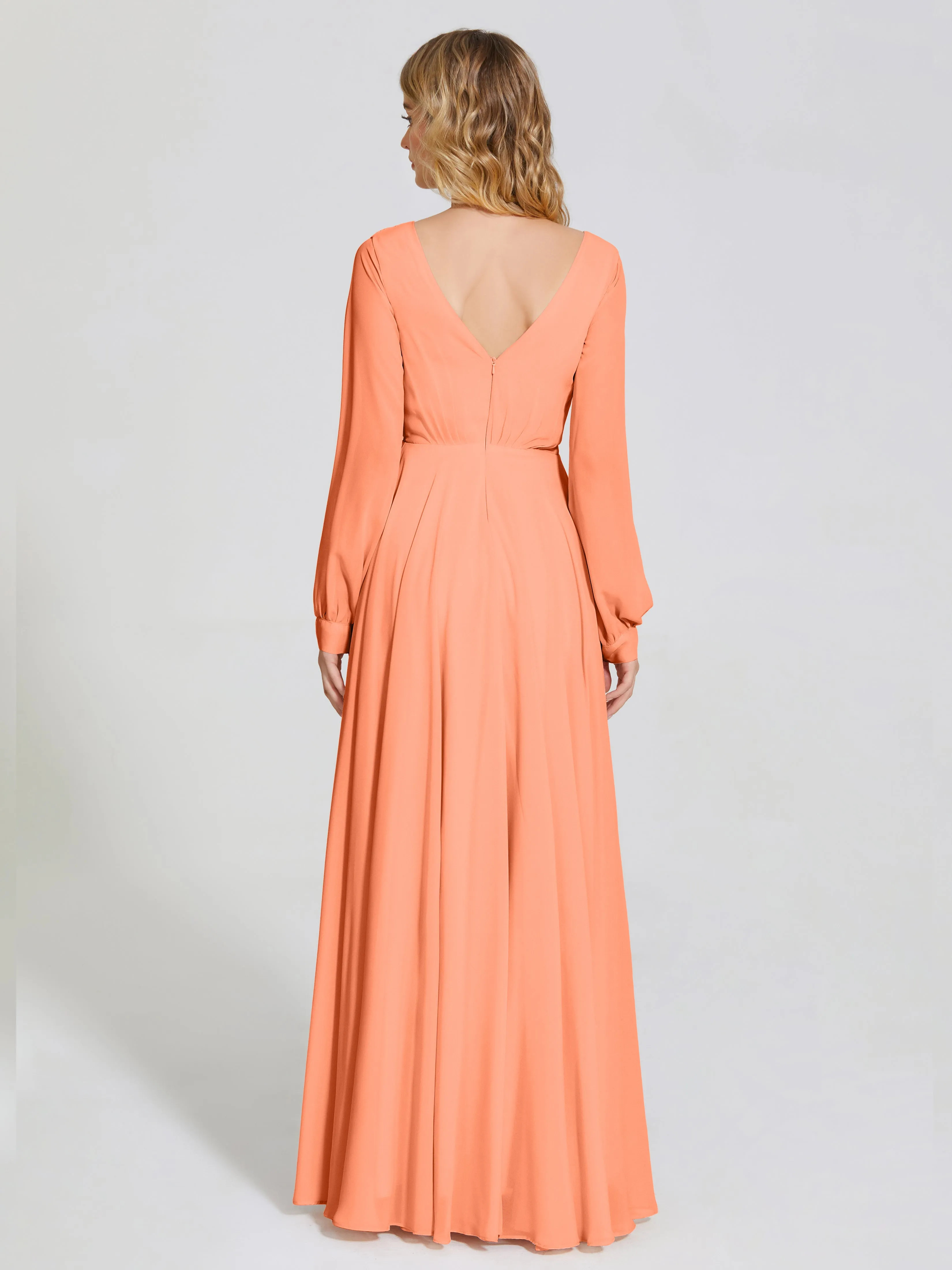 Raegan Simple Long Sleeves Chiffon Mother of the Bride Dress