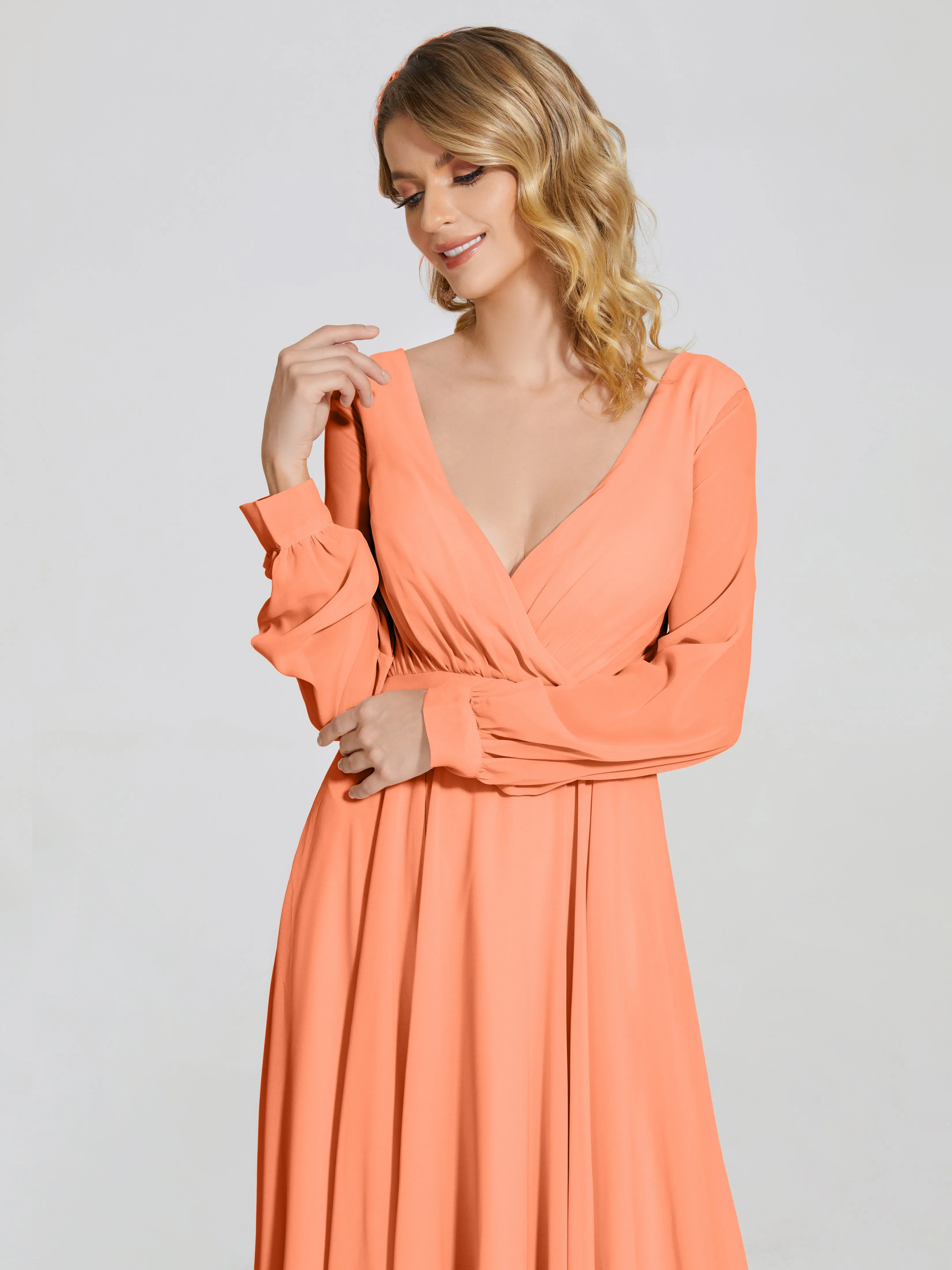 Raegan Simple Long Sleeves Chiffon Mother of the Bride Dress