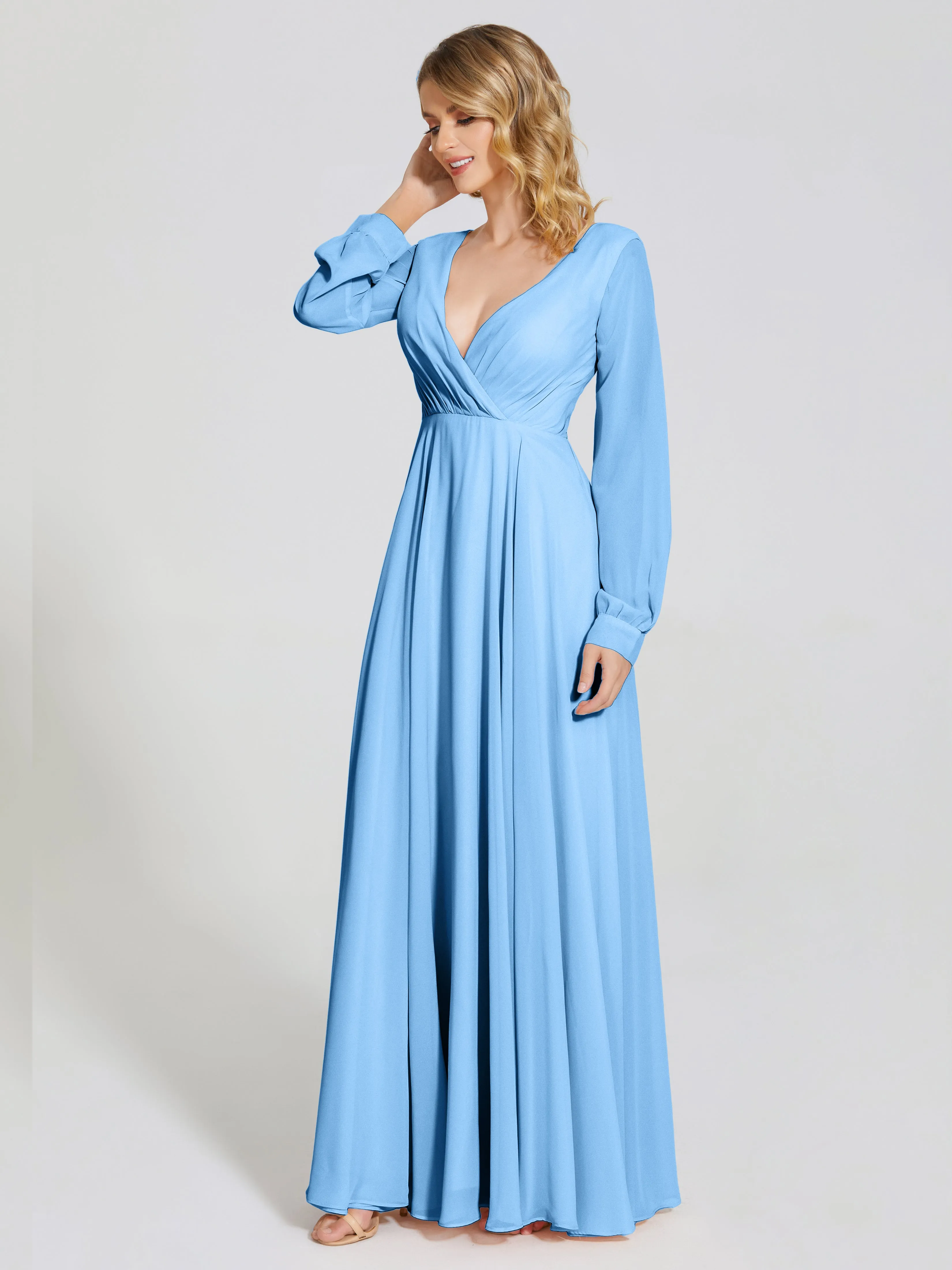 Raegan Simple Long Sleeves Chiffon Mother of the Bride Dress