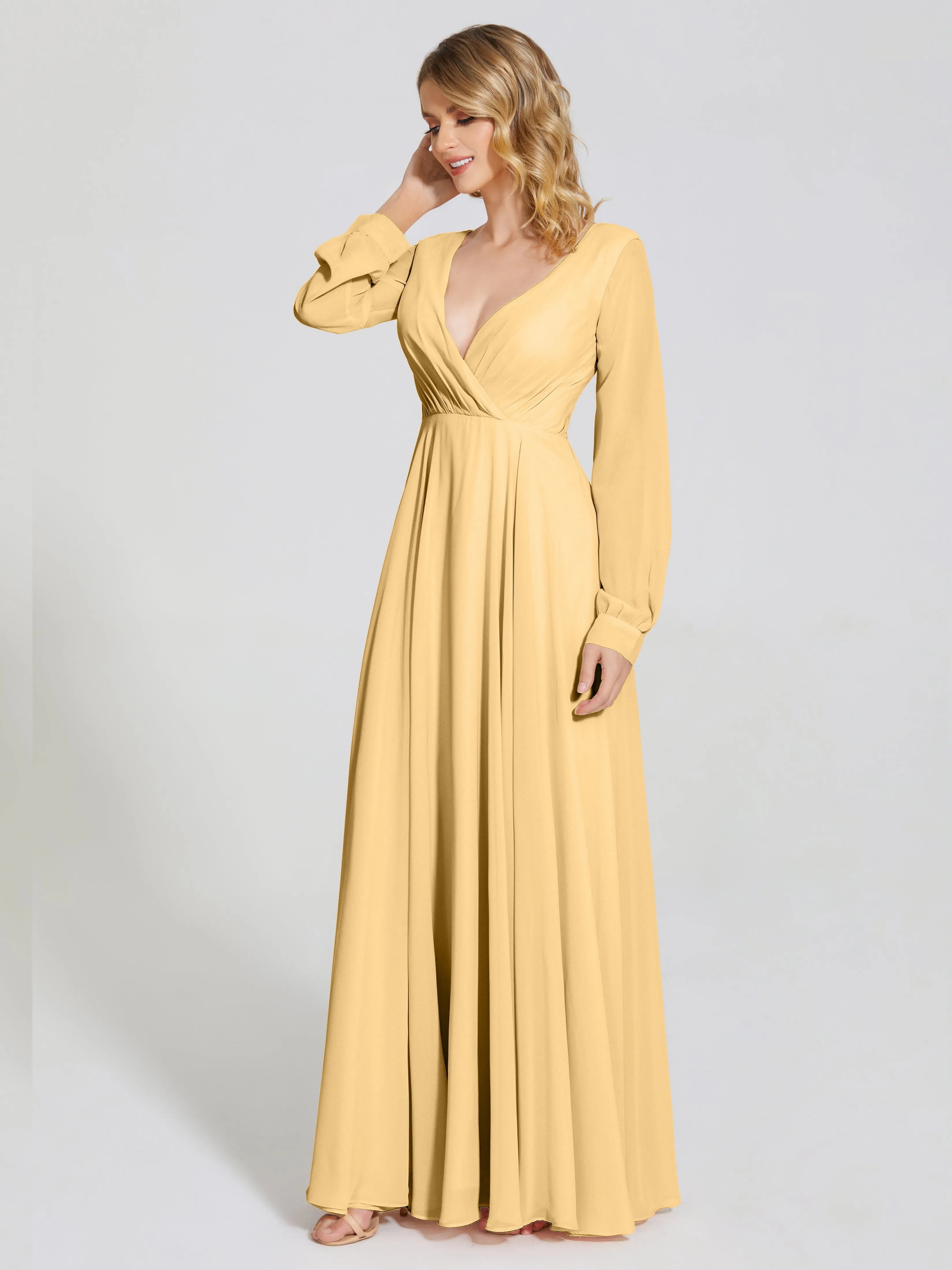 Raegan Simple Long Sleeves Chiffon Mother of the Bride Dress