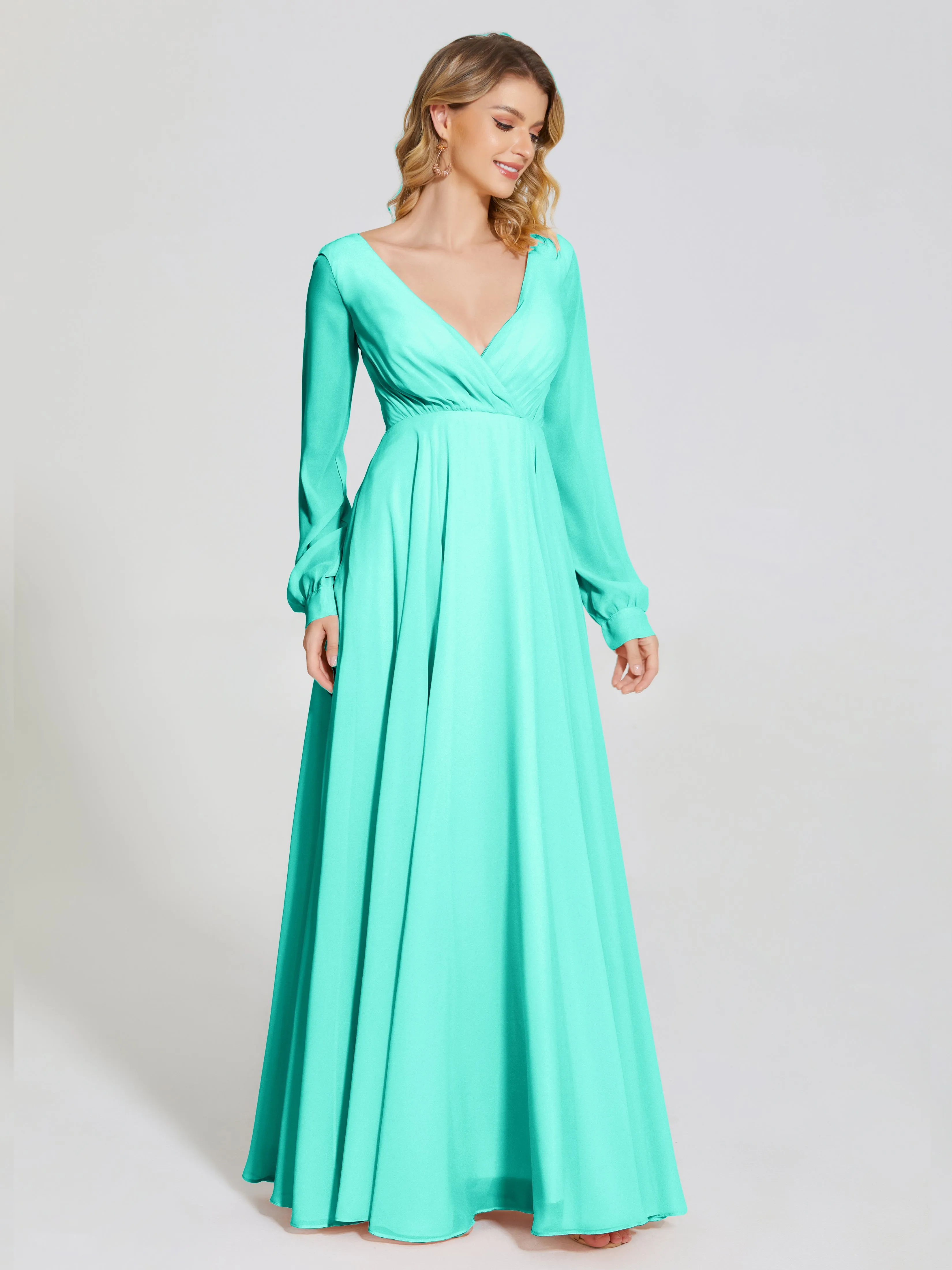 Raegan Simple Long Sleeves Chiffon Mother of the Bride Dress