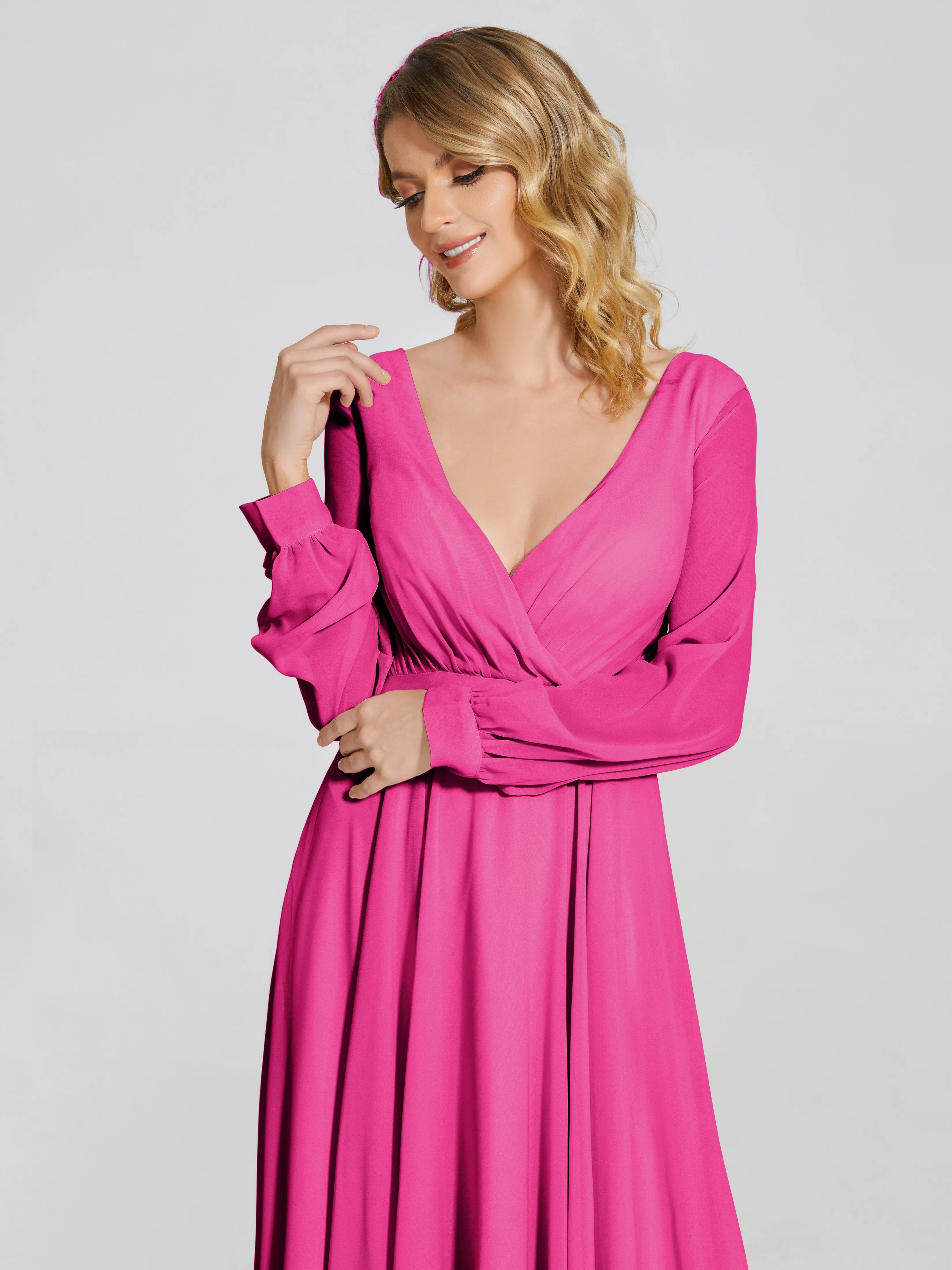 Raegan Simple Long Sleeves Chiffon Mother of the Bride Dress