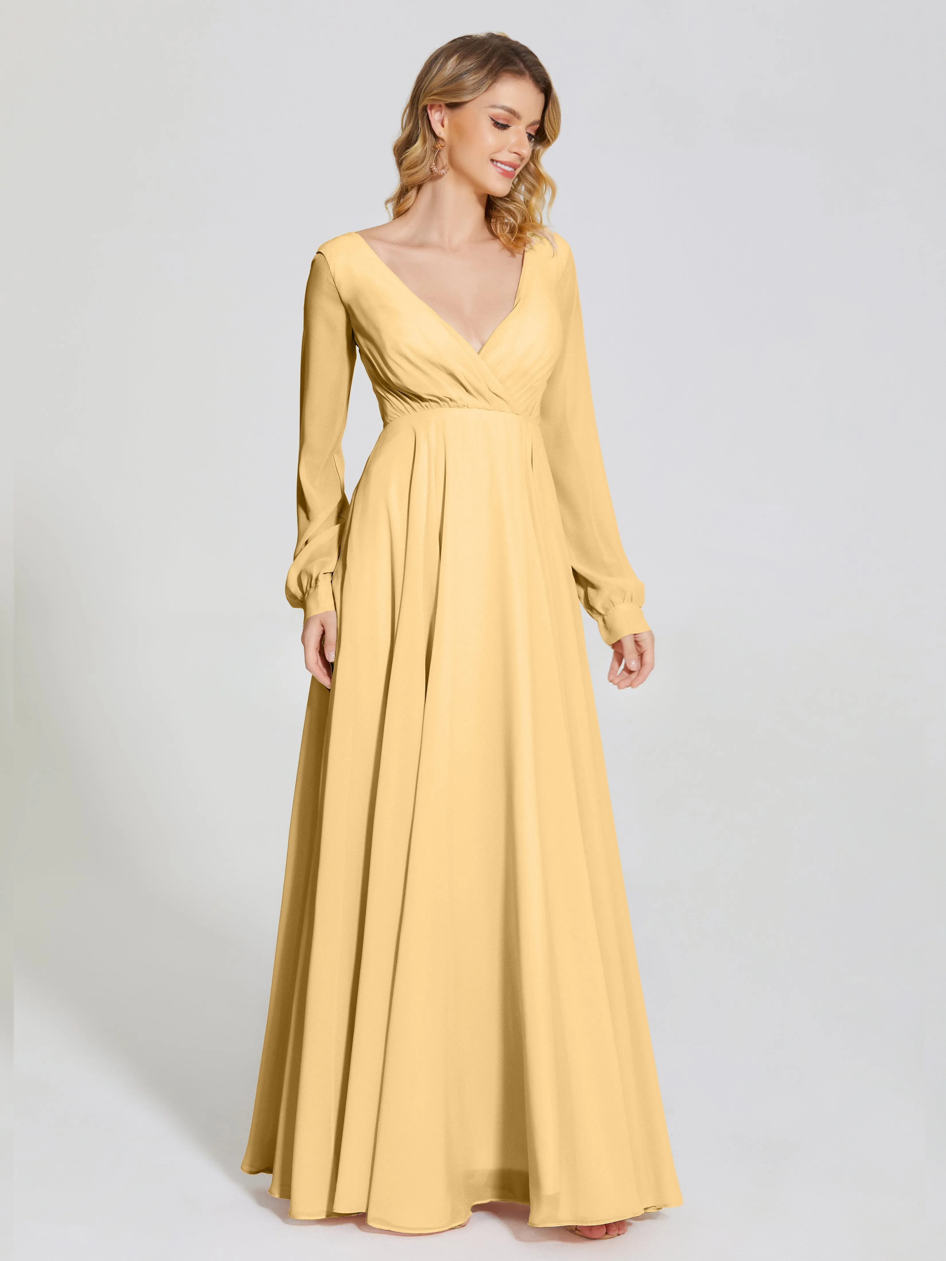 Raegan Simple Long Sleeves Chiffon Mother of the Bride Dress