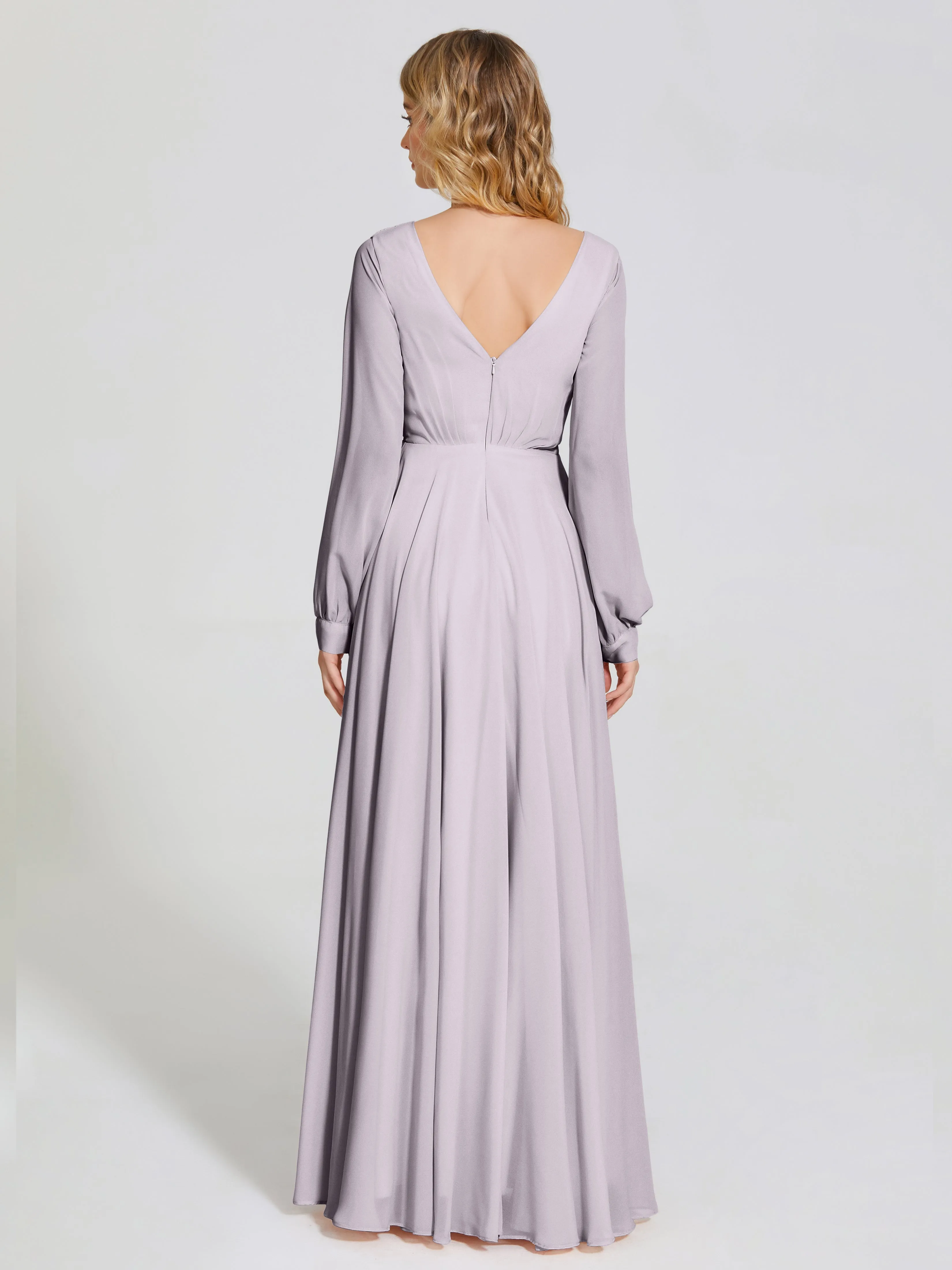 Raegan Simple Long Sleeves Chiffon Mother of the Bride Dress