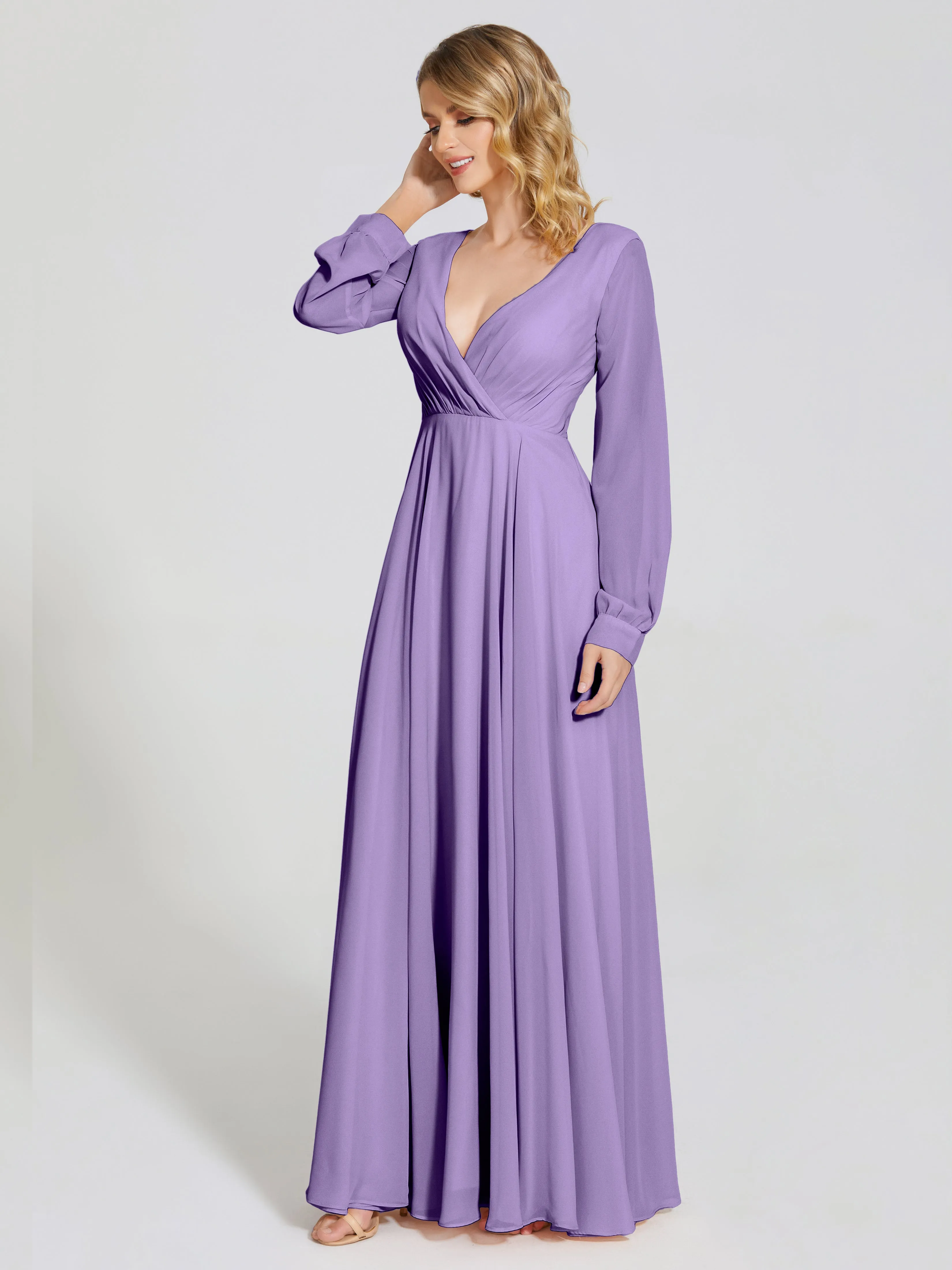 Raegan Simple Long Sleeves Chiffon Mother of the Bride Dress