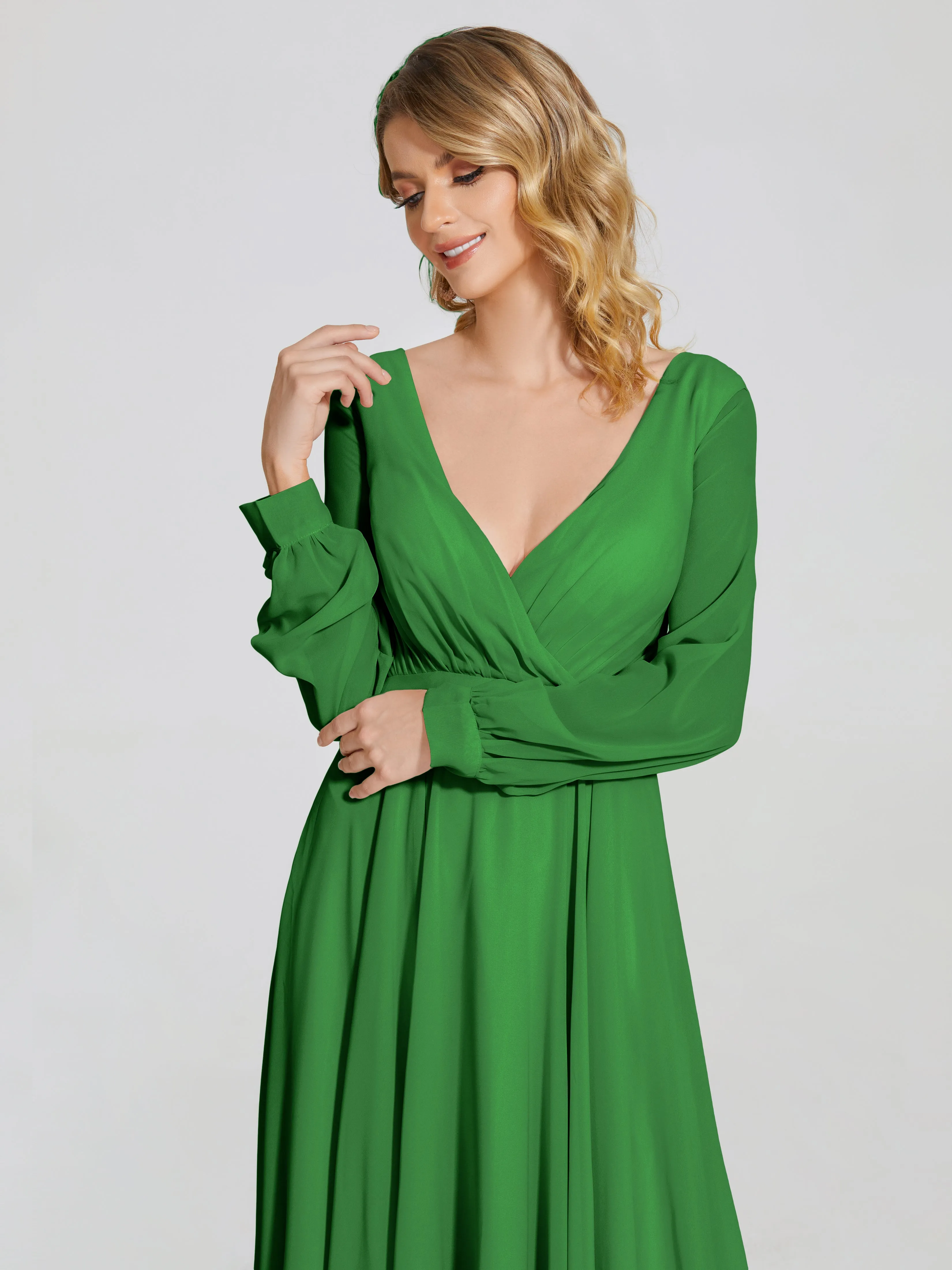 Raegan Simple Long Sleeves Chiffon Mother of the Bride Dress