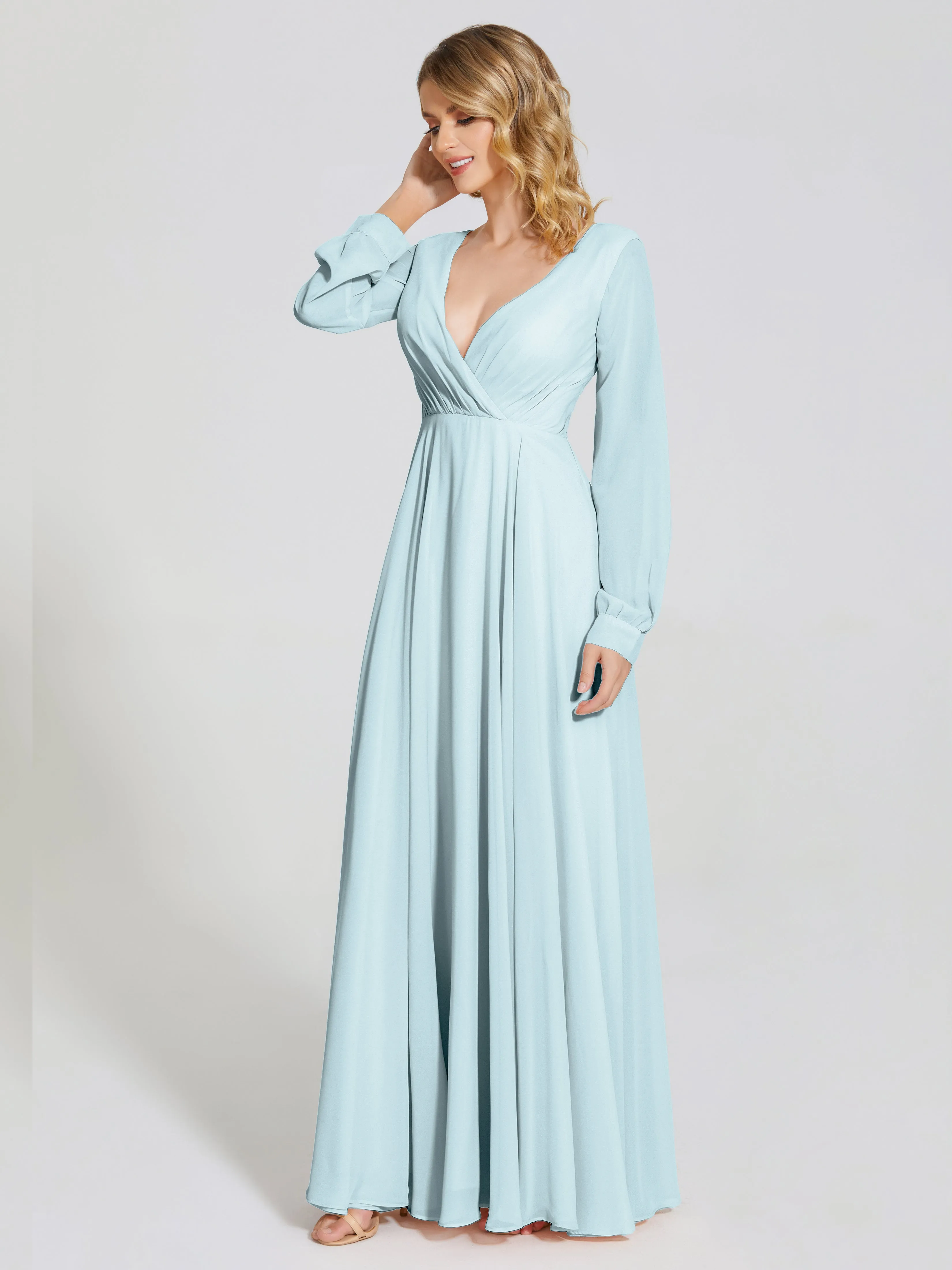 Raegan Simple Long Sleeves Chiffon Mother of the Bride Dress