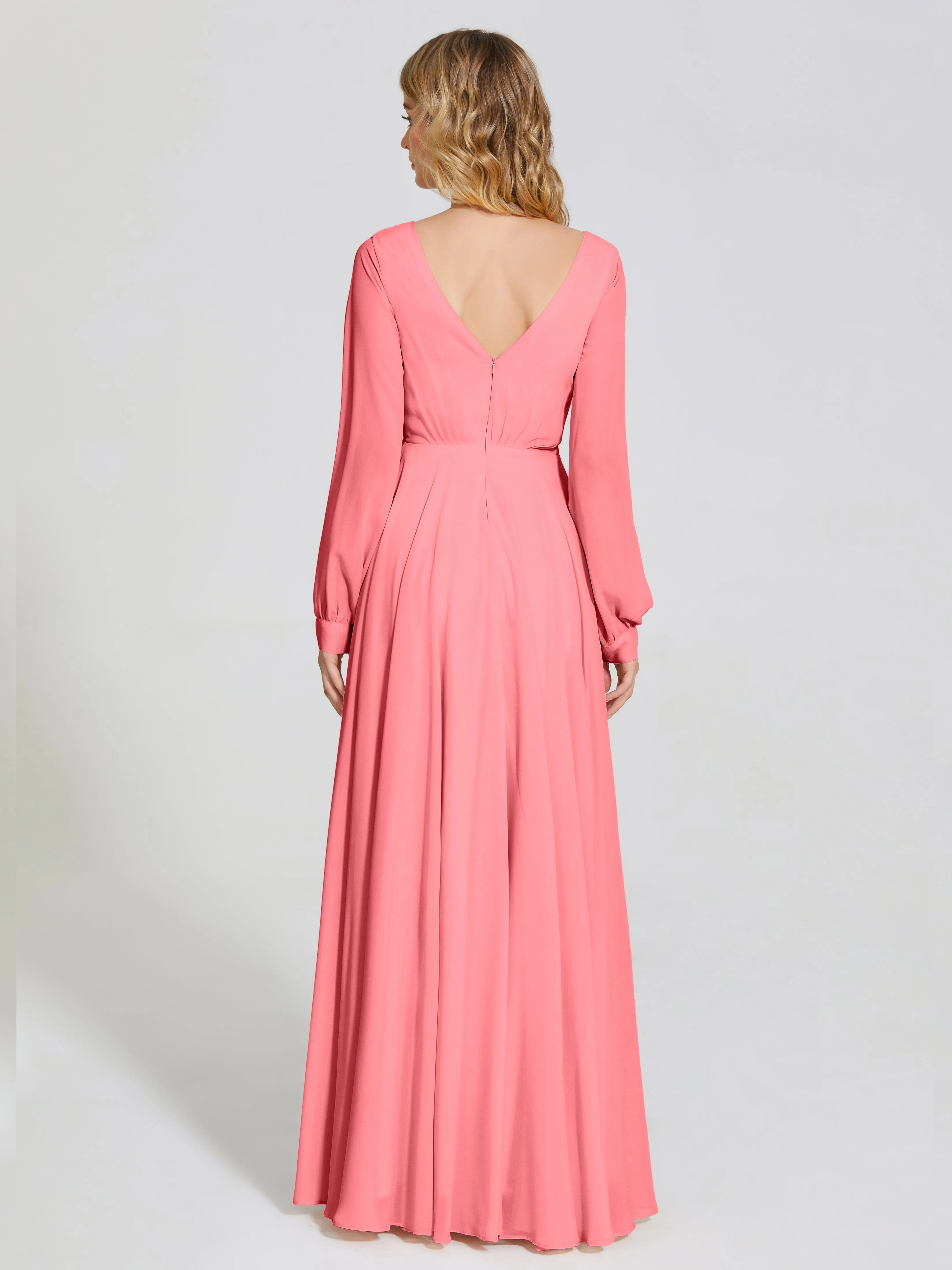 Raegan Simple Long Sleeves Chiffon Mother of the Bride Dress