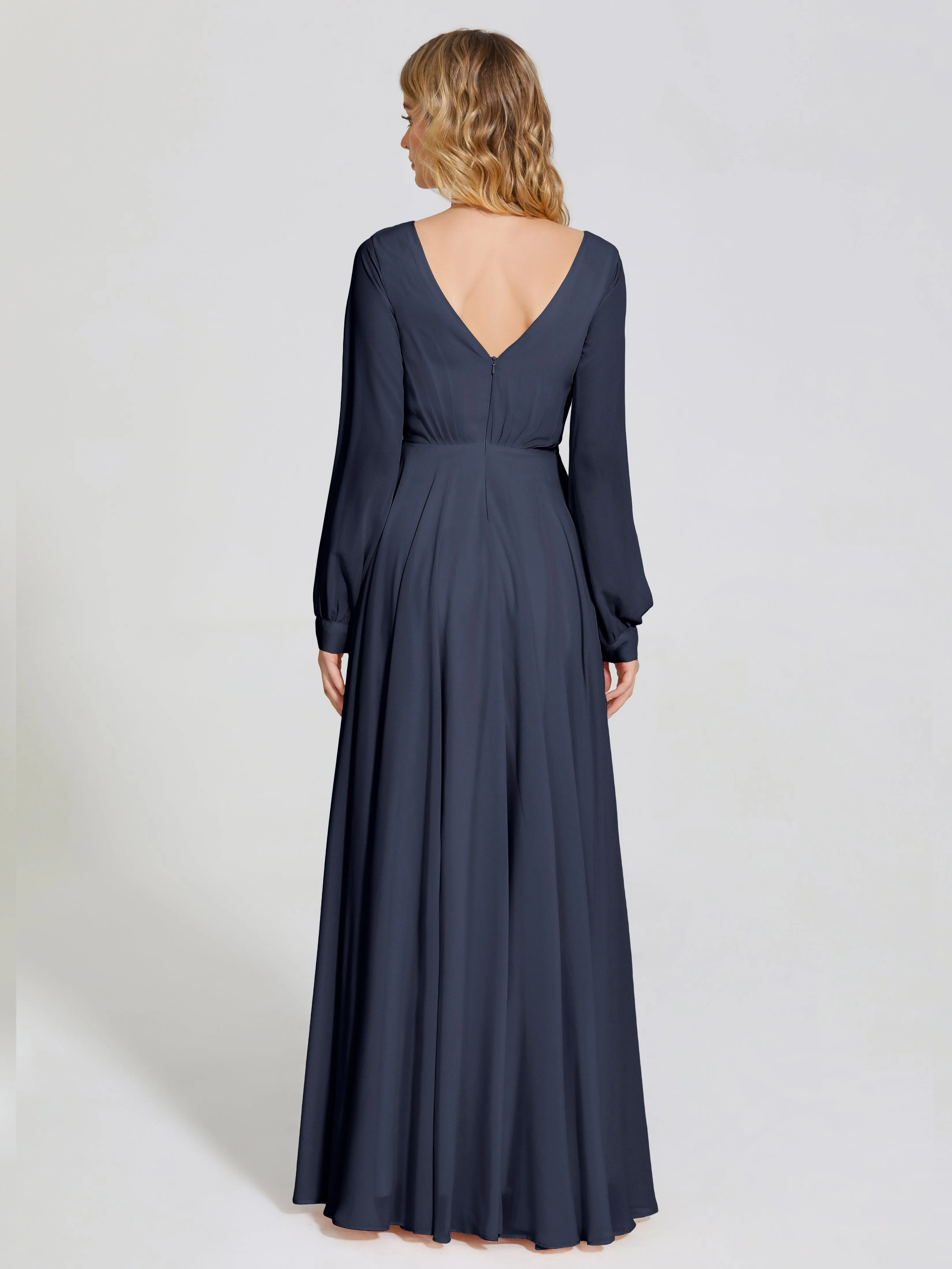 Raegan Simple Long Sleeves Chiffon Mother of the Bride Dress