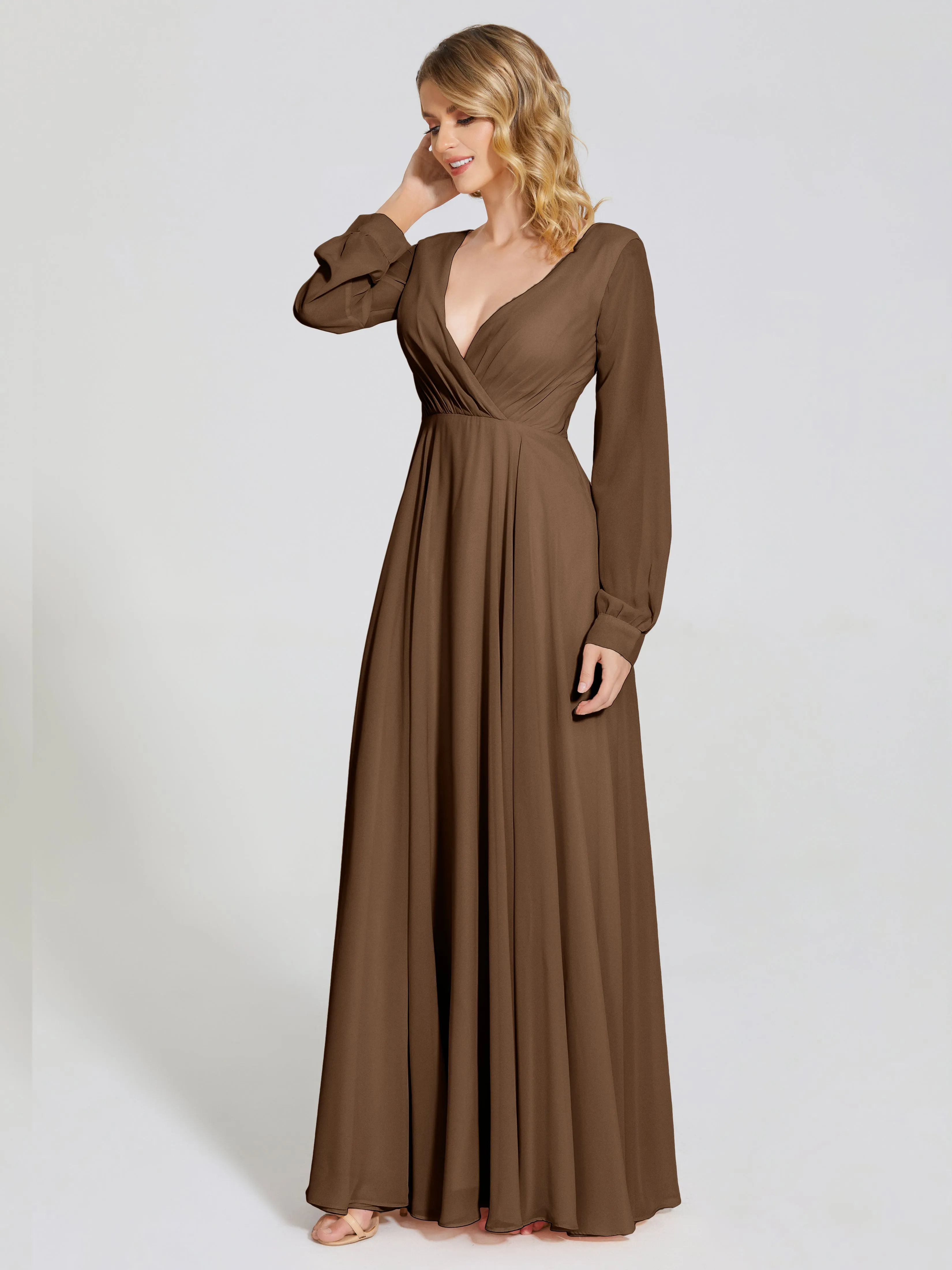 Raegan Simple Long Sleeves Chiffon Mother of the Bride Dress