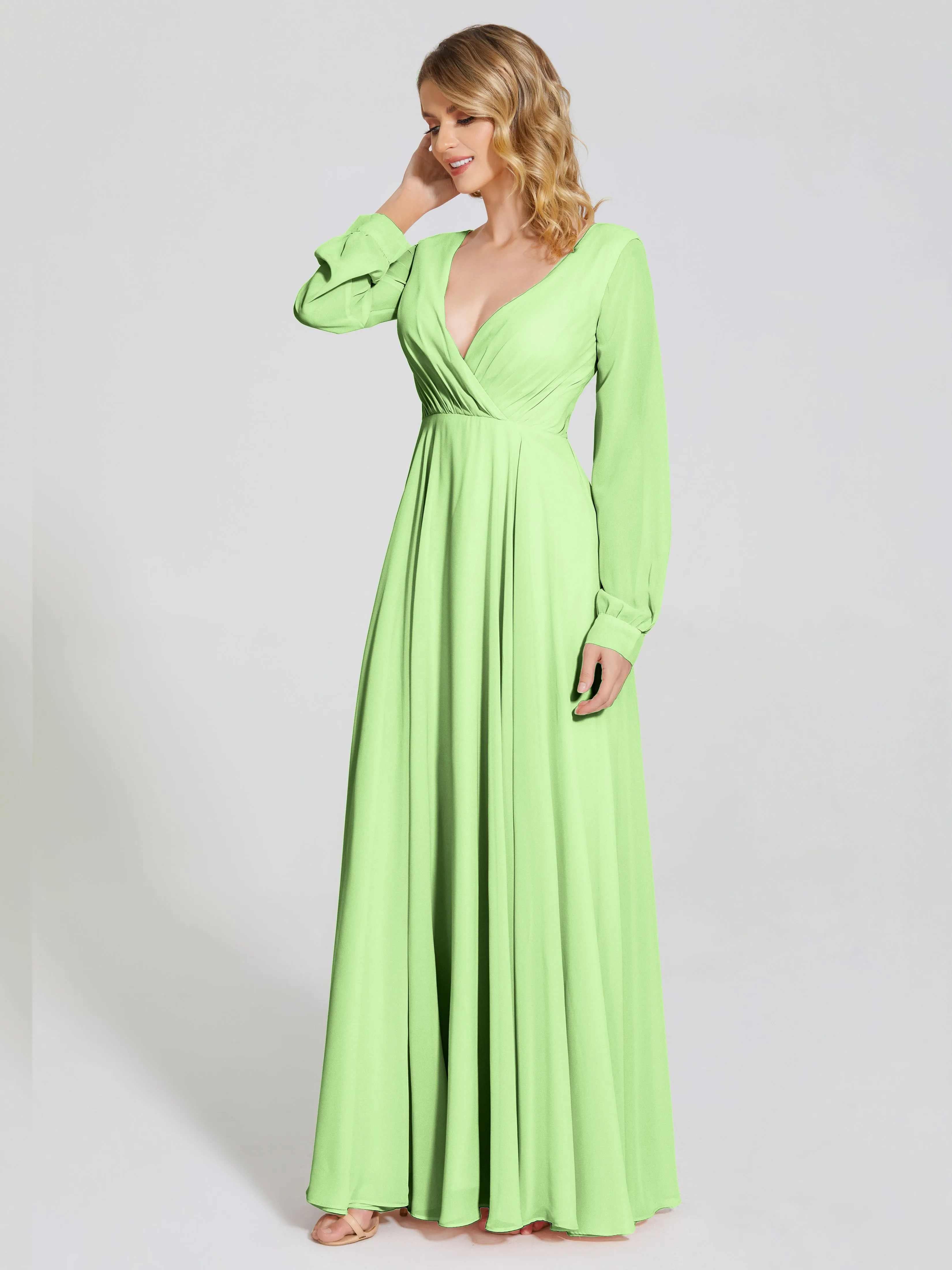 Raegan Simple Long Sleeves Chiffon Mother of the Bride Dress