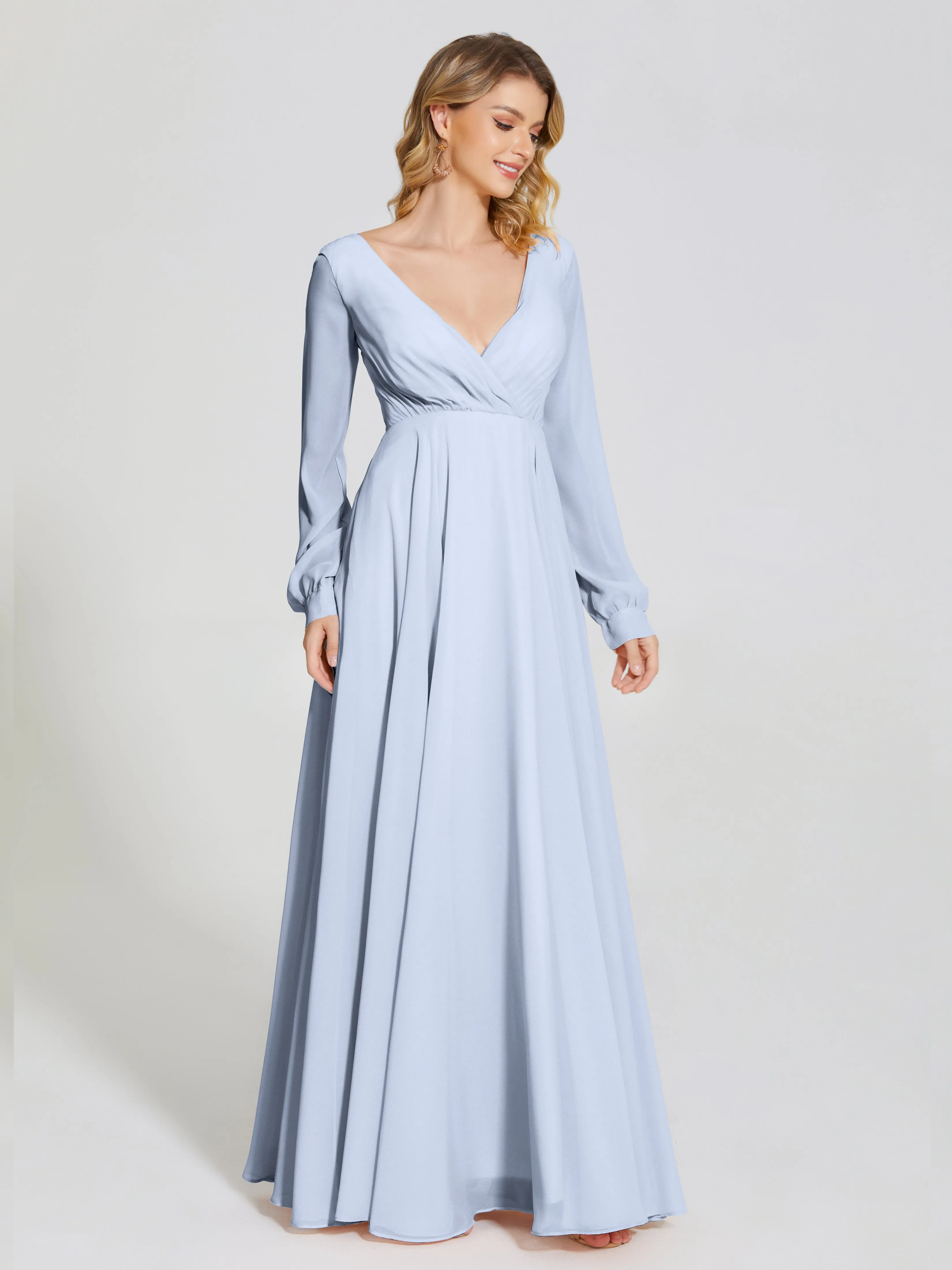 Raegan Simple Long Sleeves Chiffon Mother of the Bride Dress