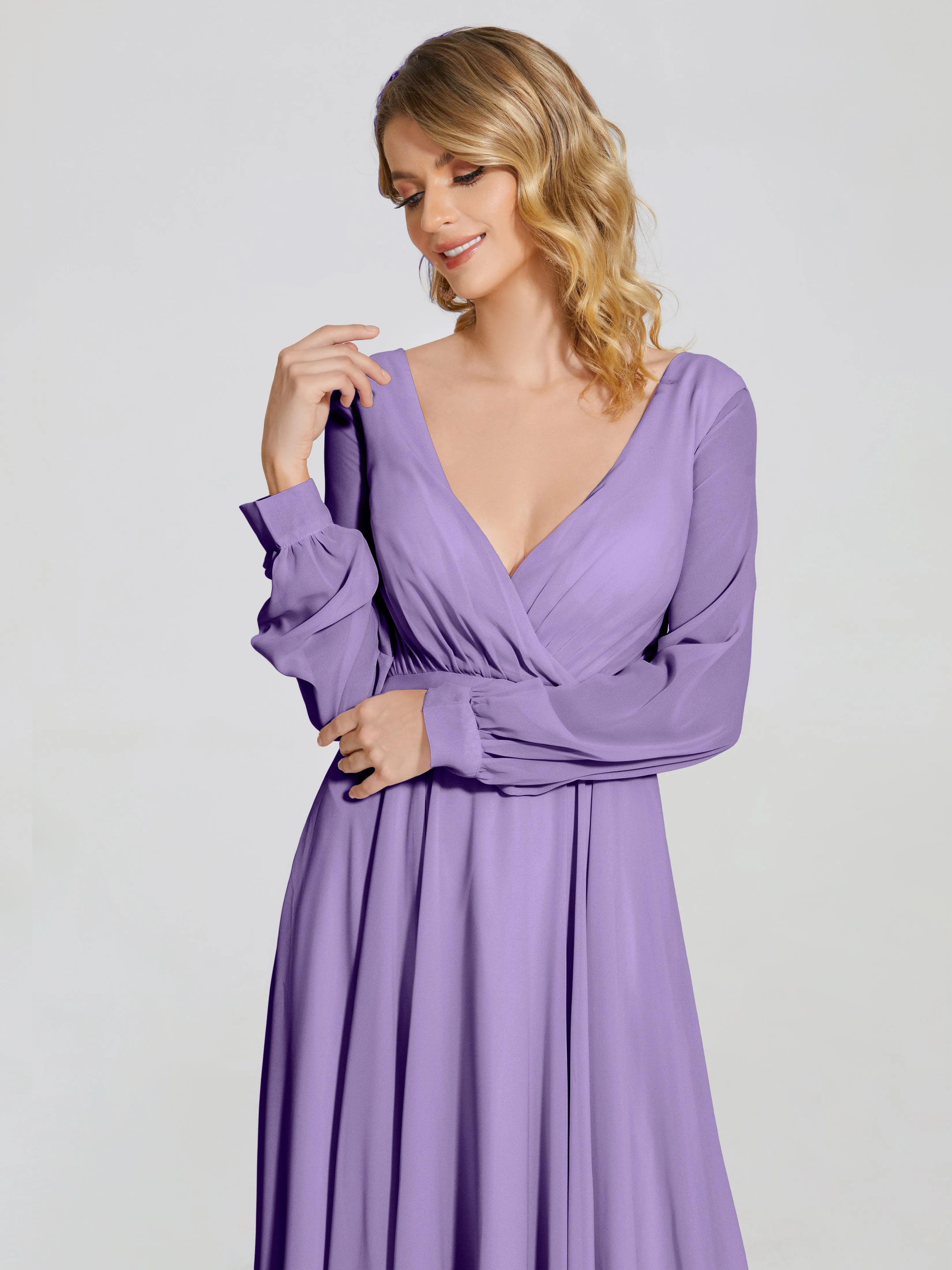 Raegan Simple Long Sleeves Chiffon Mother of the Bride Dress