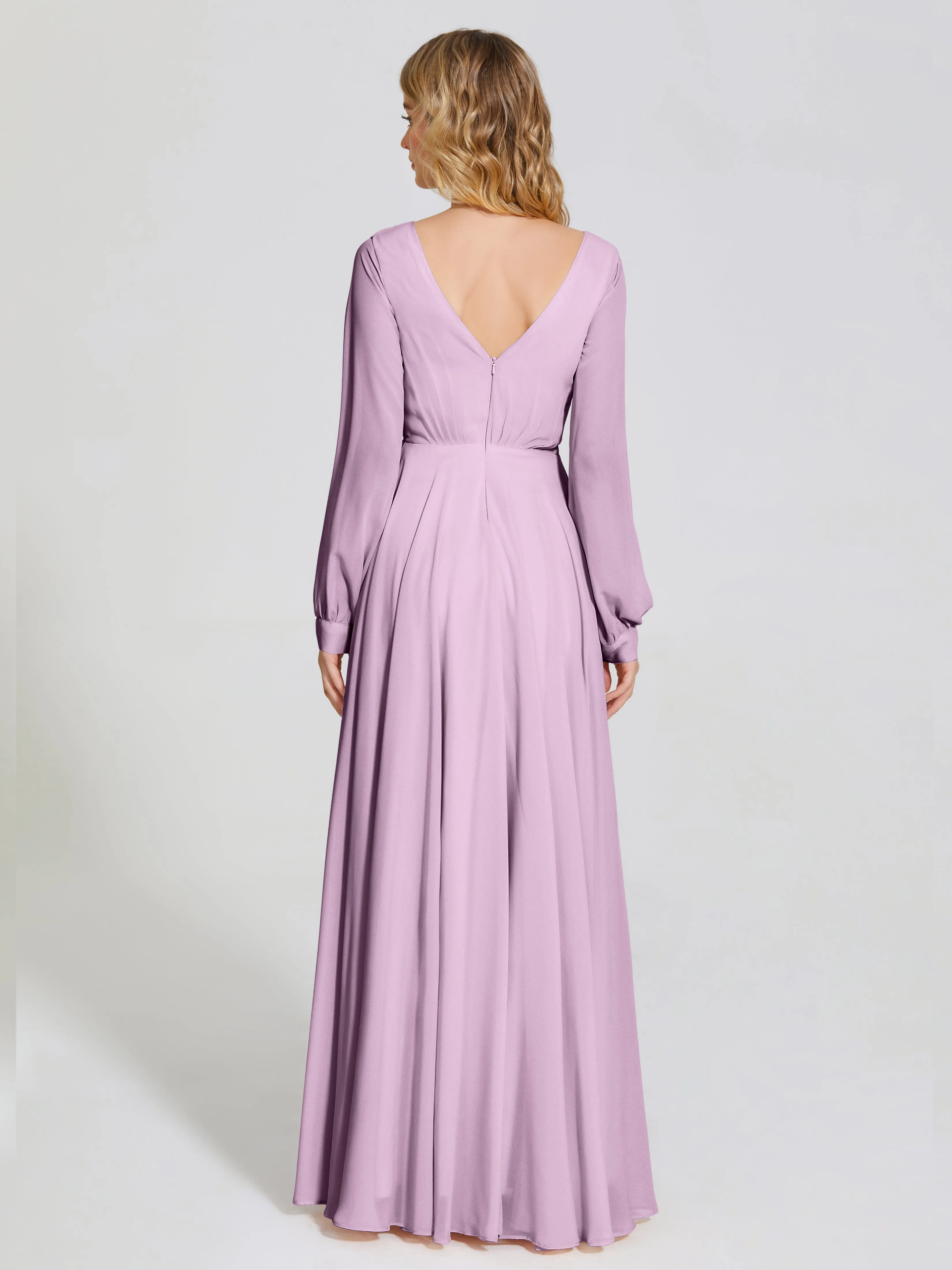 Raegan Simple Long Sleeves Chiffon Mother of the Bride Dress