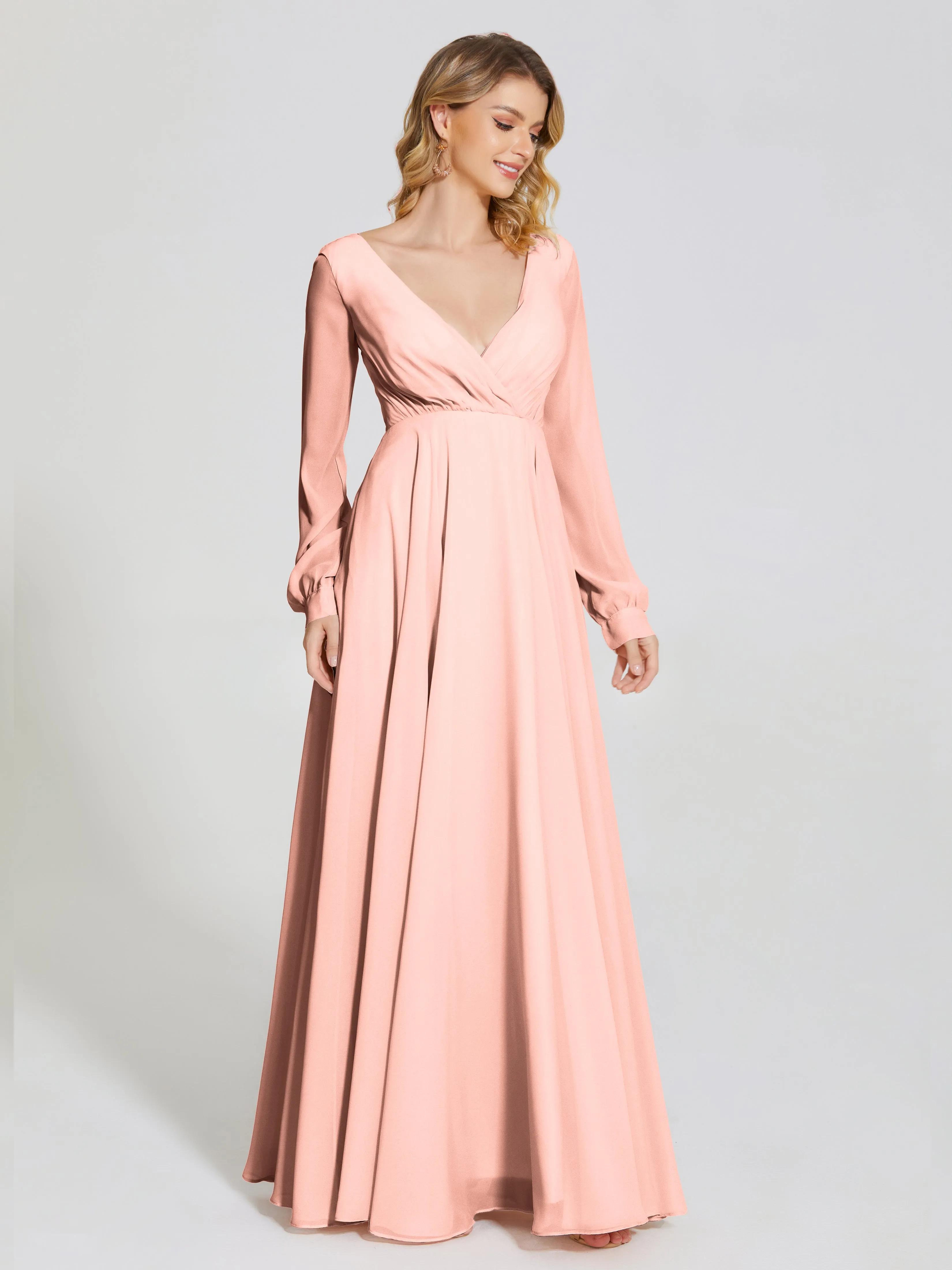 Raegan Simple Long Sleeves Chiffon Mother of the Bride Dress