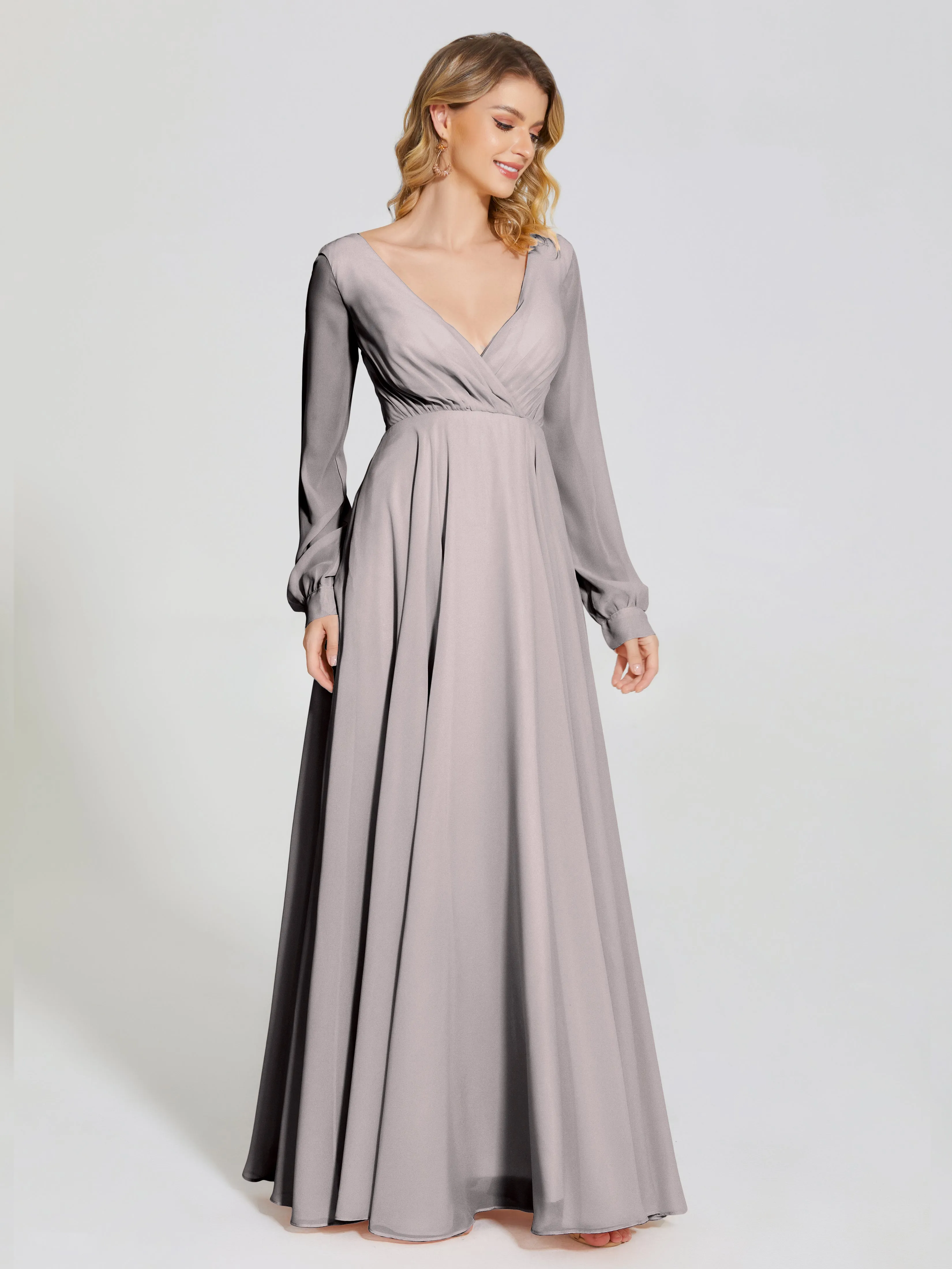 Raegan Simple Long Sleeves Chiffon Mother of the Bride Dress