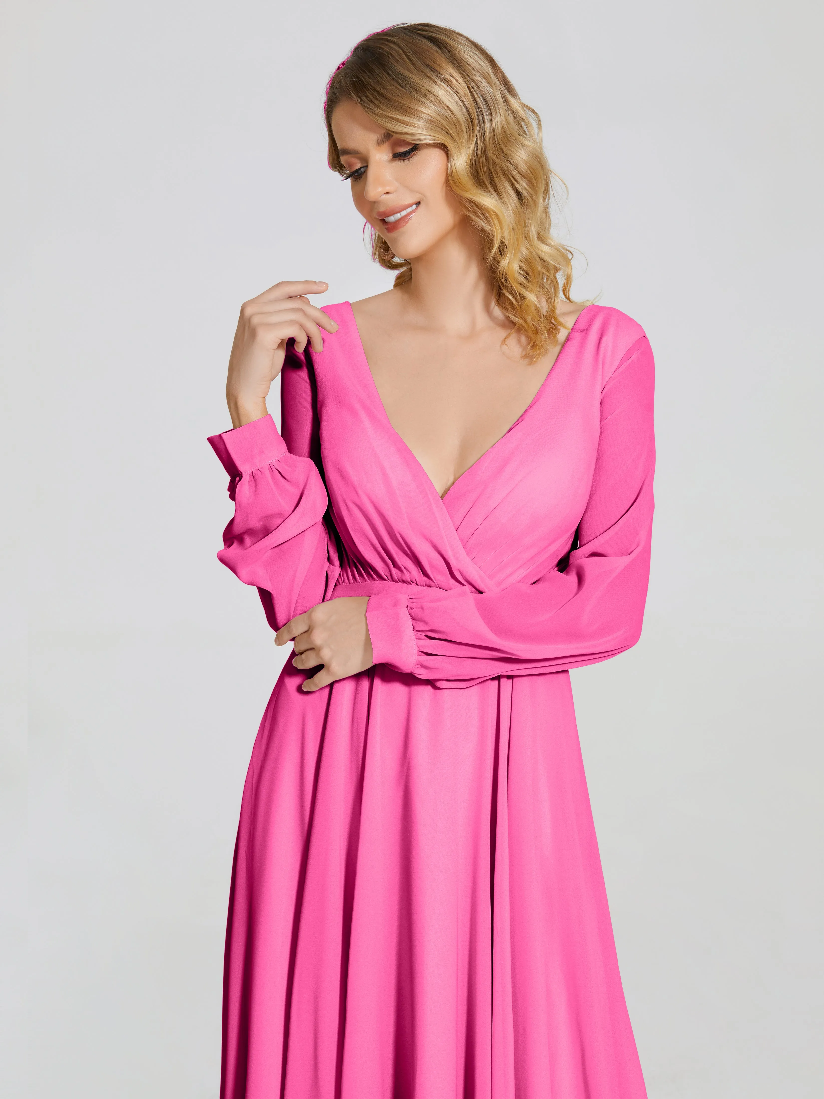 Raegan Simple Long Sleeves Chiffon Mother of the Bride Dress