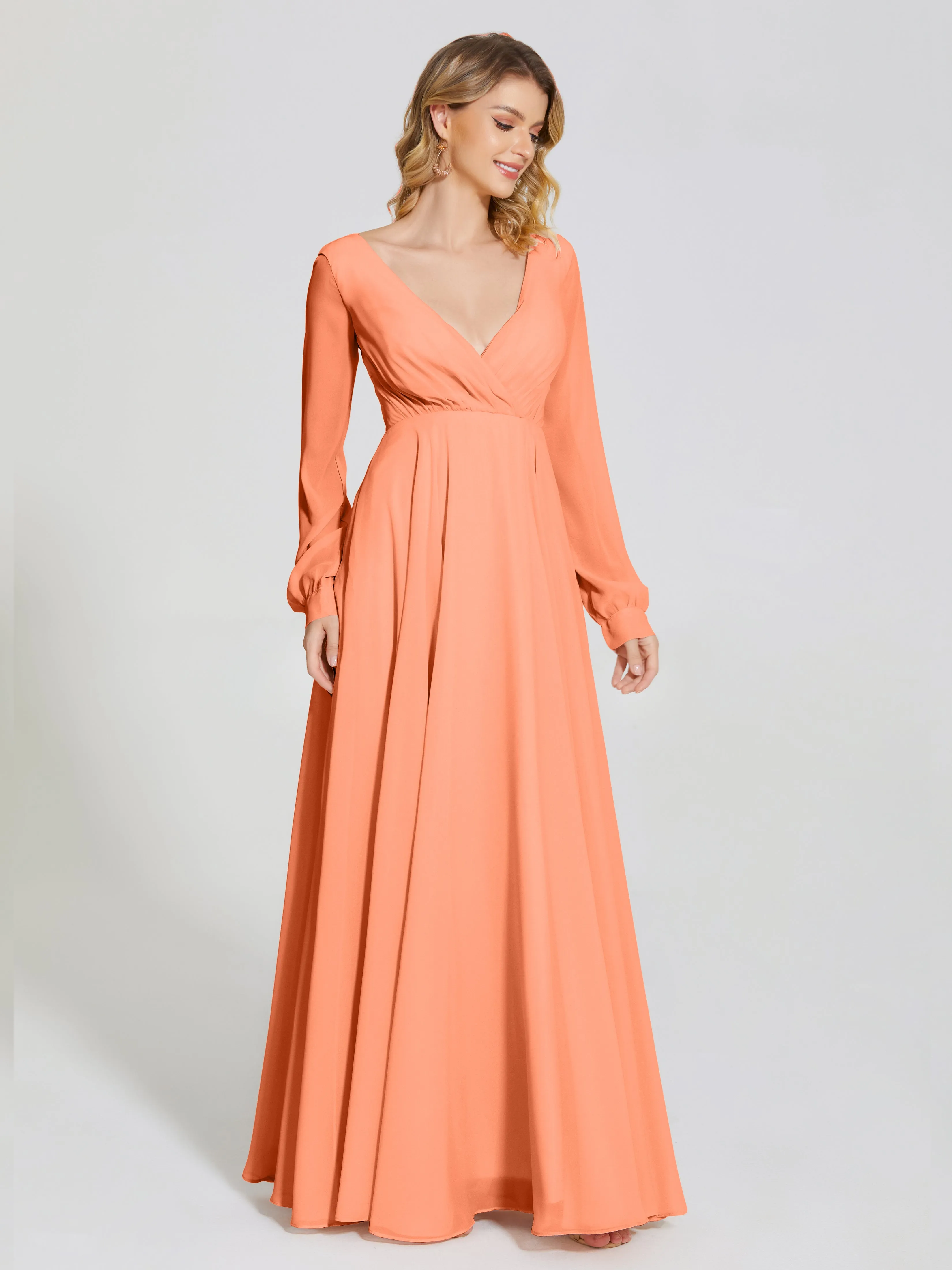 Raegan Simple Long Sleeves Chiffon Mother of the Bride Dress