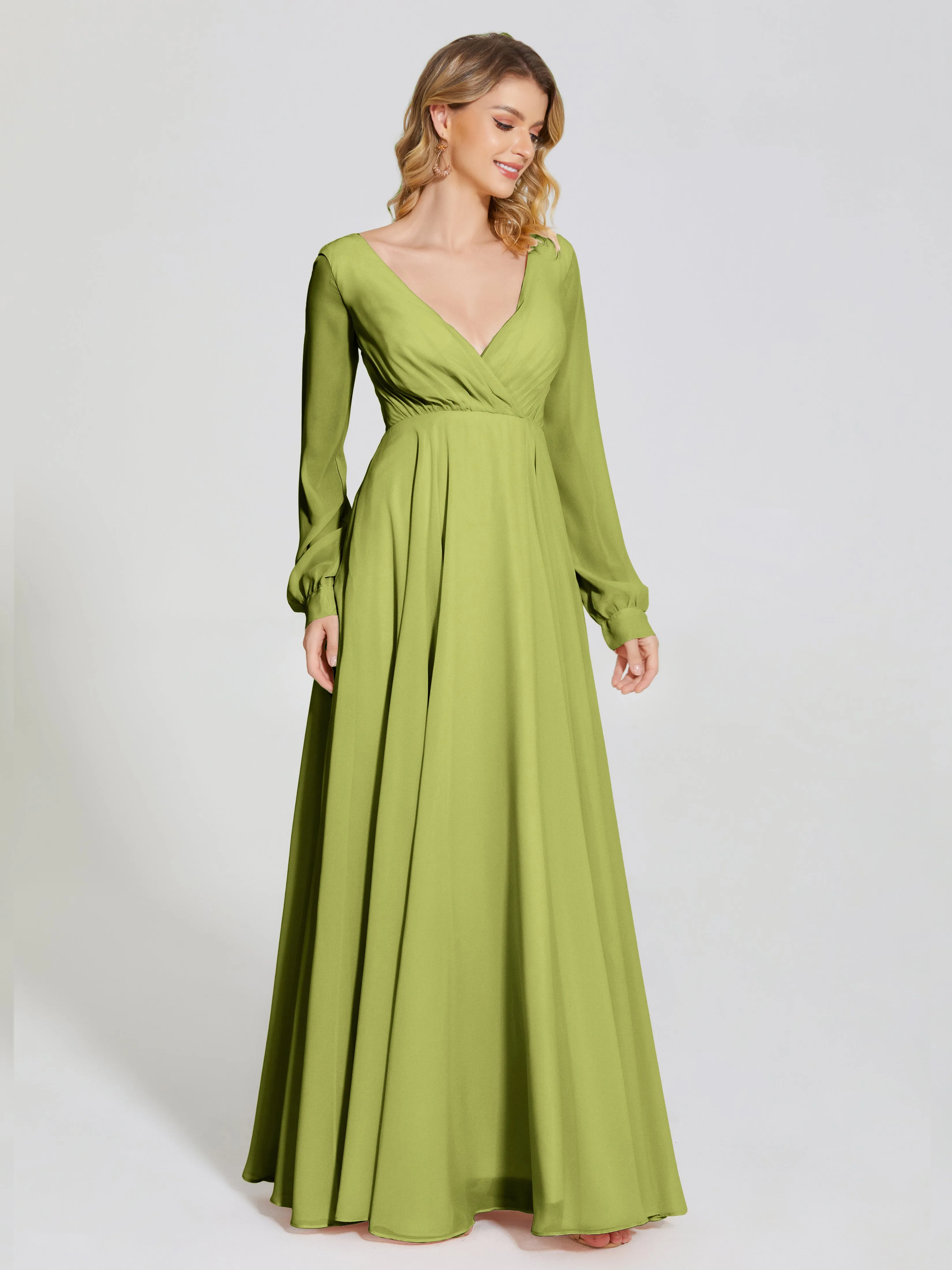 Raegan Simple Long Sleeves Chiffon Mother of the Bride Dress