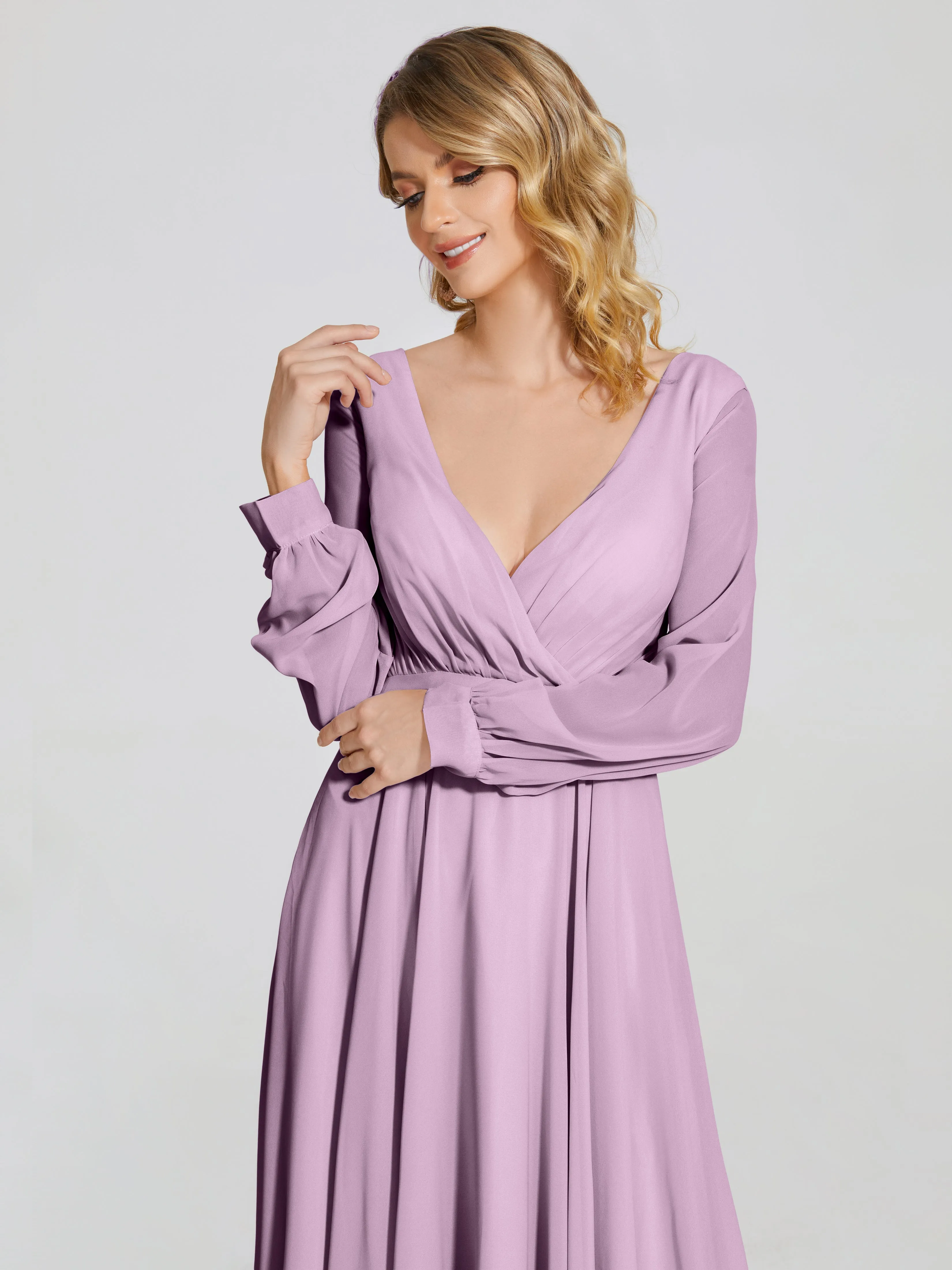 Raegan Simple Long Sleeves Chiffon Mother of the Bride Dress