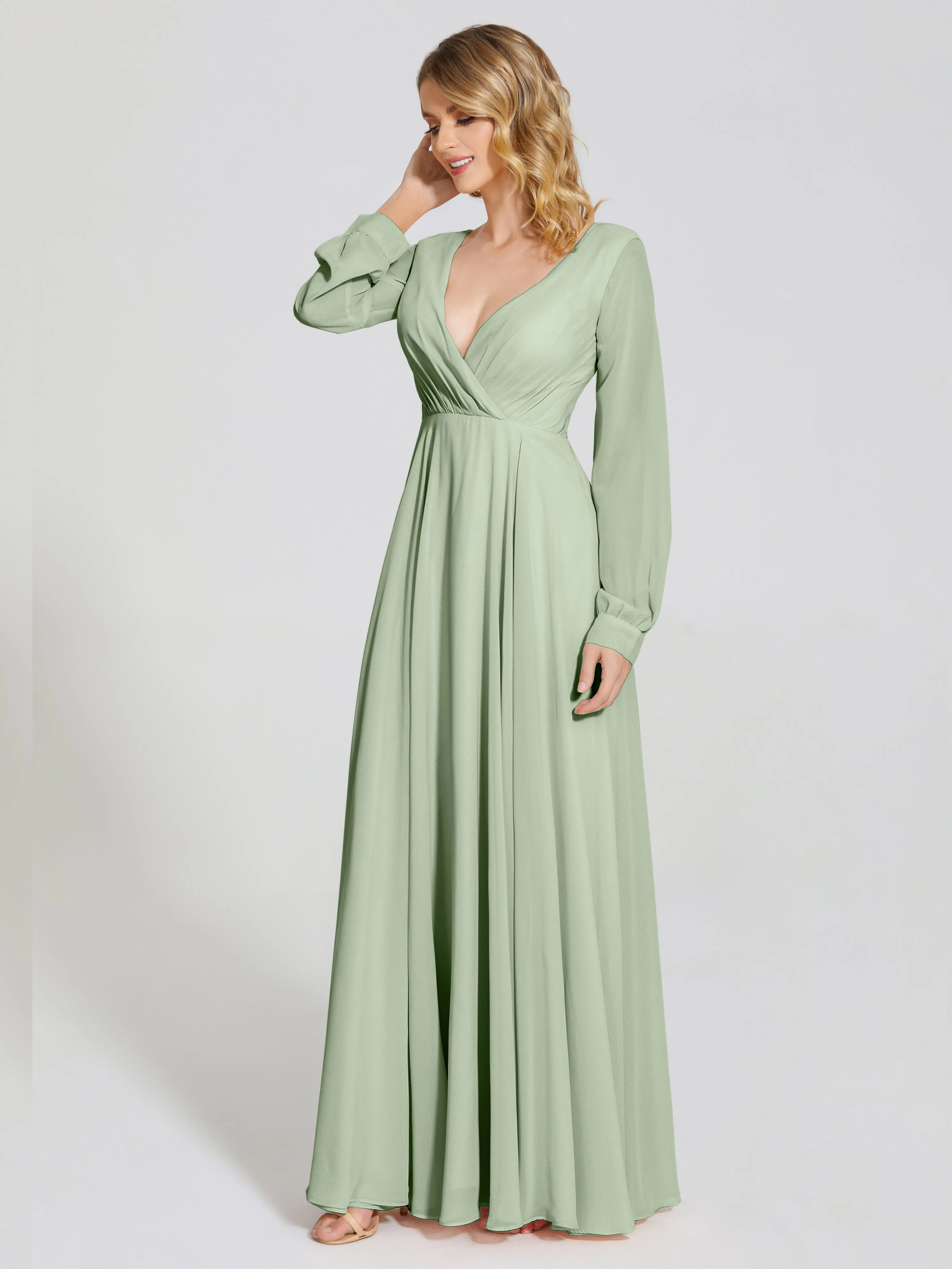 Raegan Simple Long Sleeves Chiffon Mother of the Bride Dress