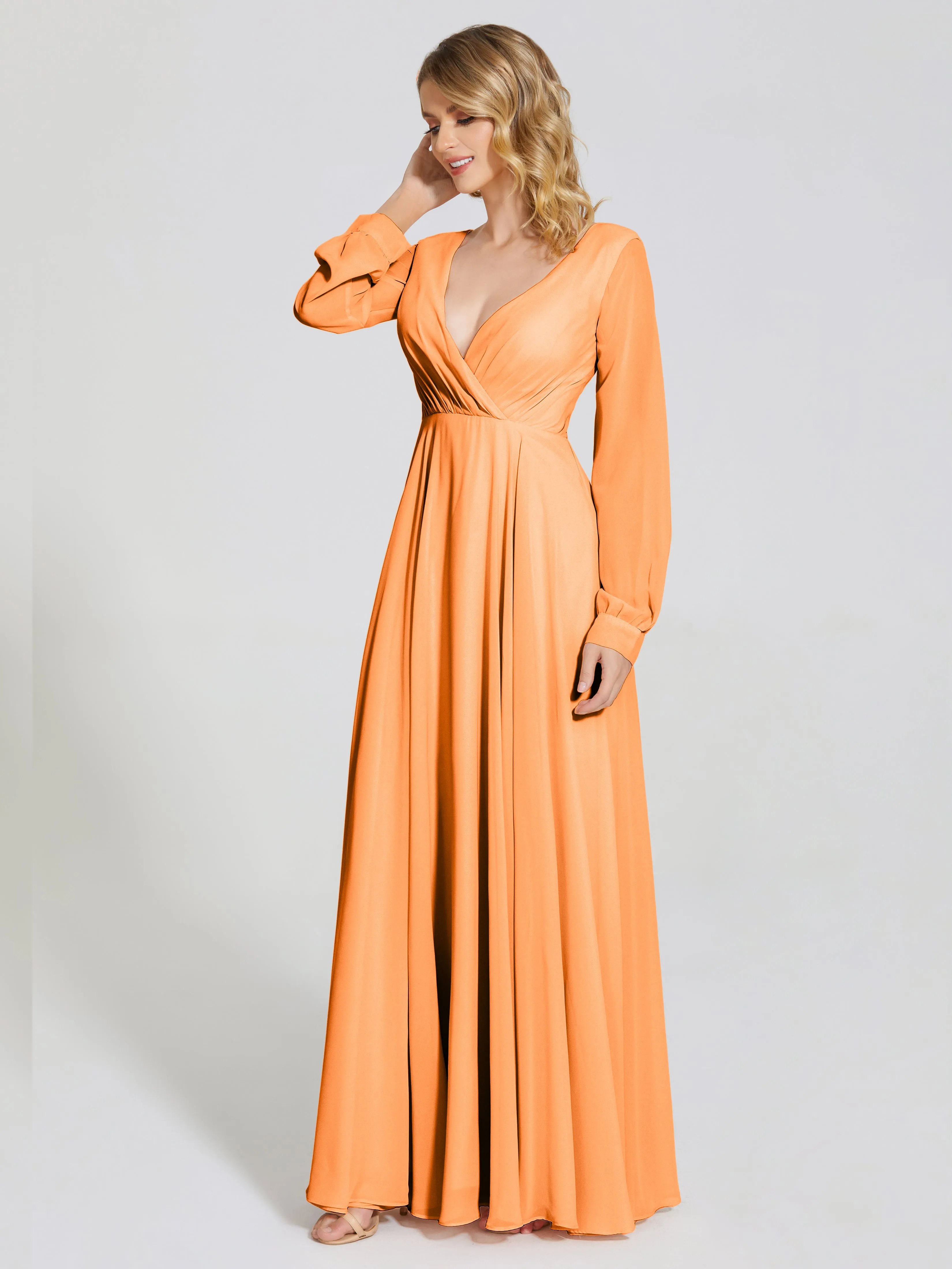 Raegan Simple Long Sleeves Chiffon Mother of the Bride Dress