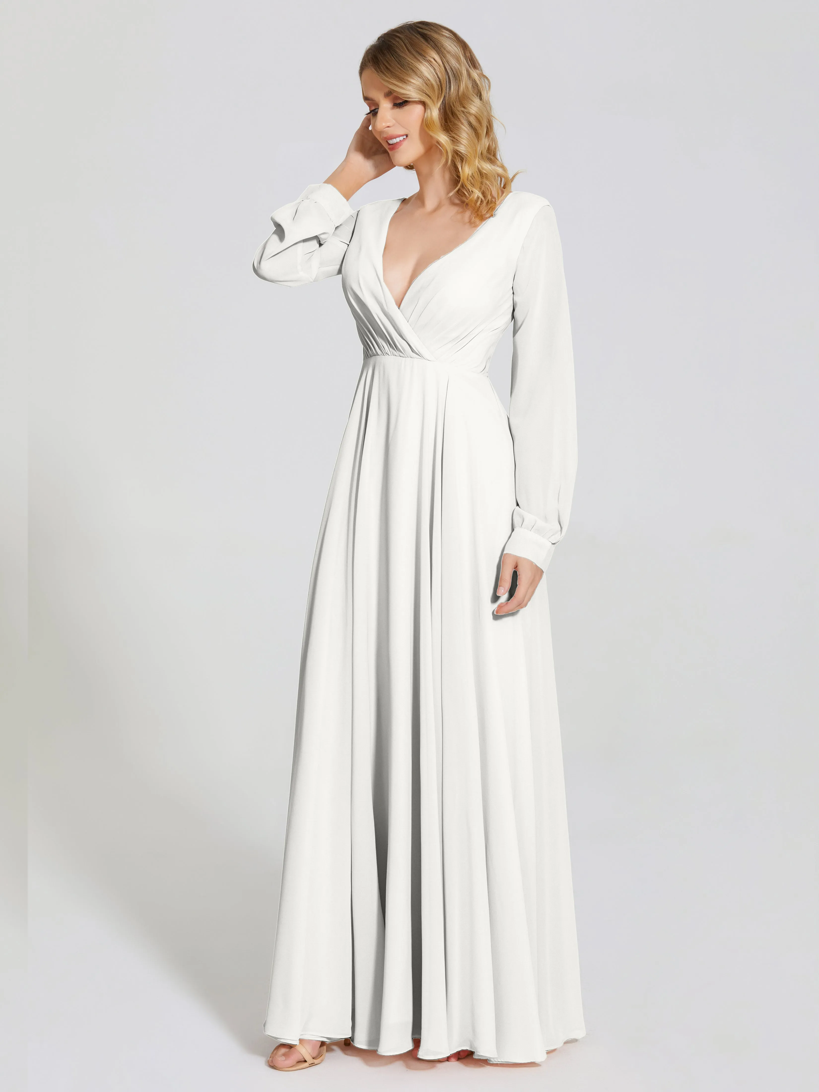 Raegan Simple Long Sleeves Chiffon Mother of the Bride Dress