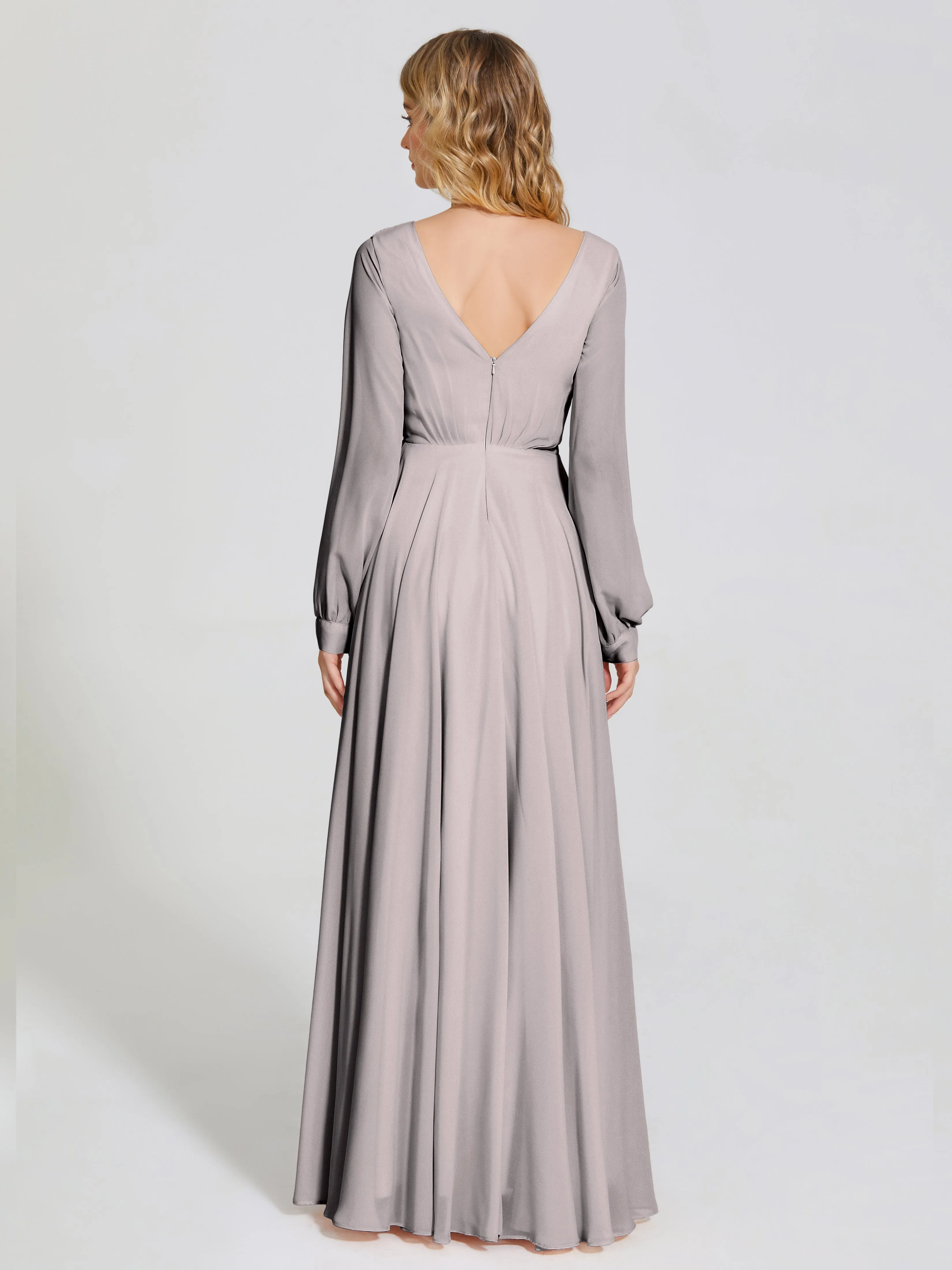 Raegan Simple Long Sleeves Chiffon Mother of the Bride Dress