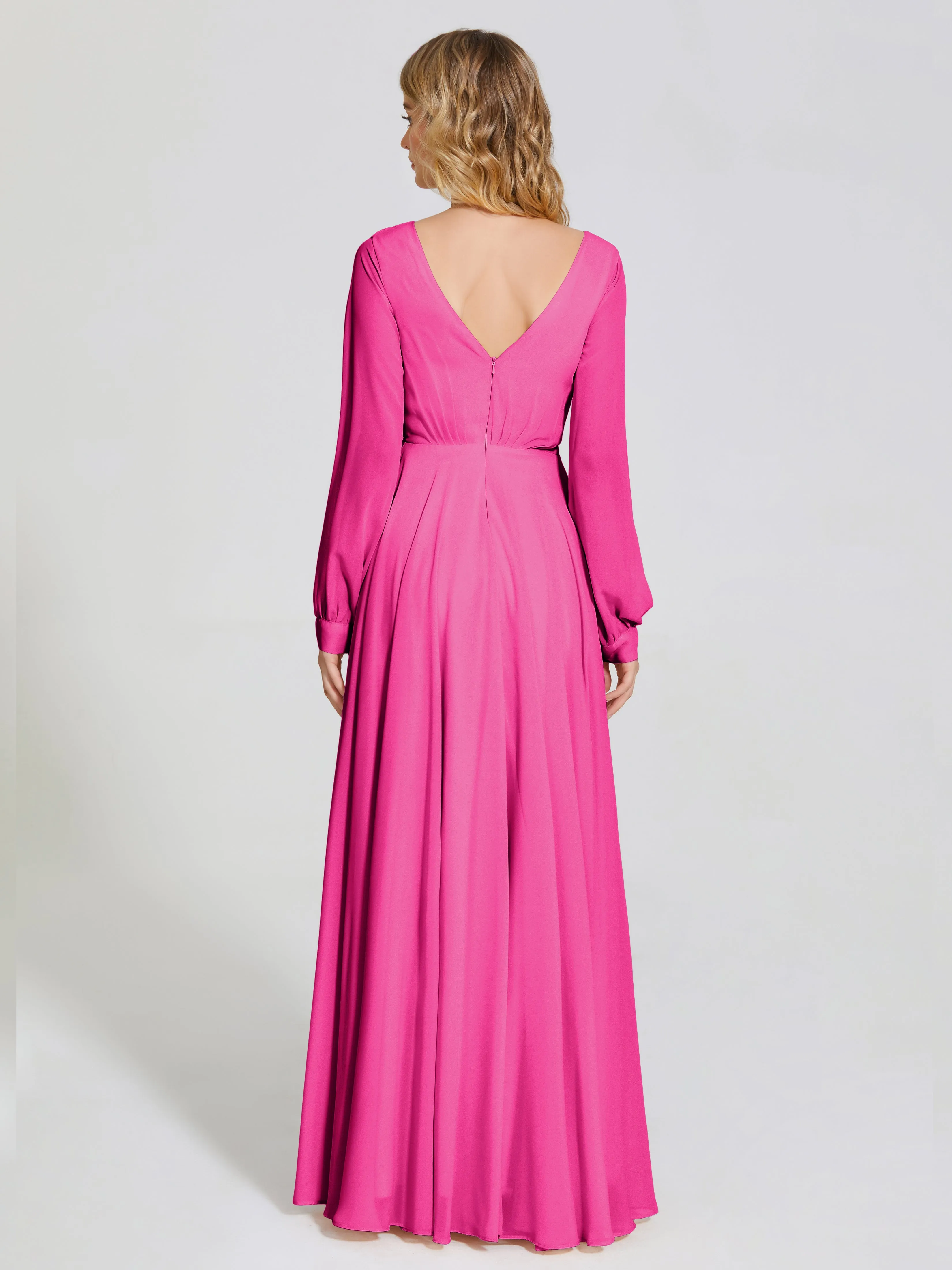 Raegan Simple Long Sleeves Chiffon Mother of the Bride Dress