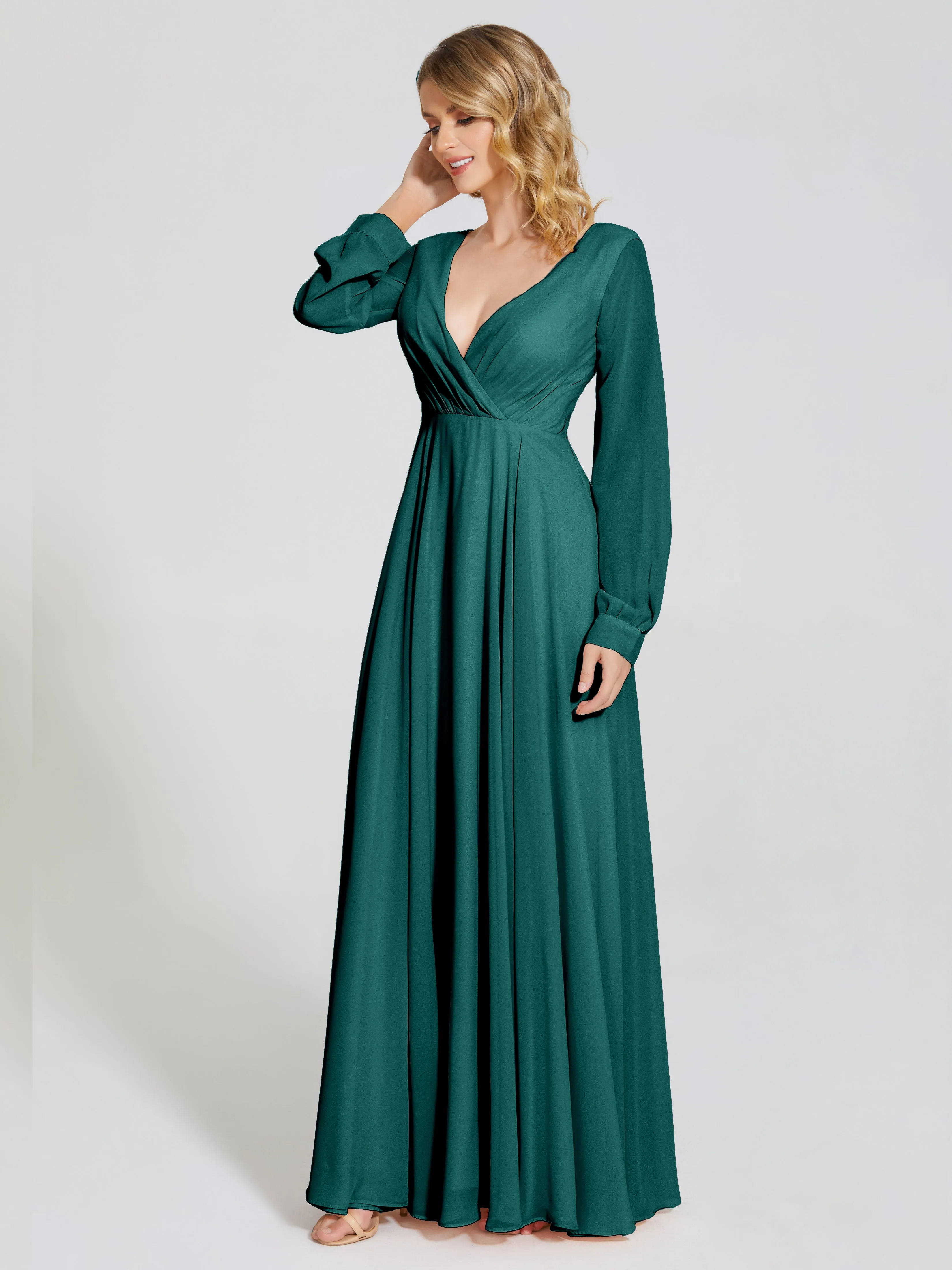 Raegan Simple Long Sleeves Chiffon Mother of the Bride Dress