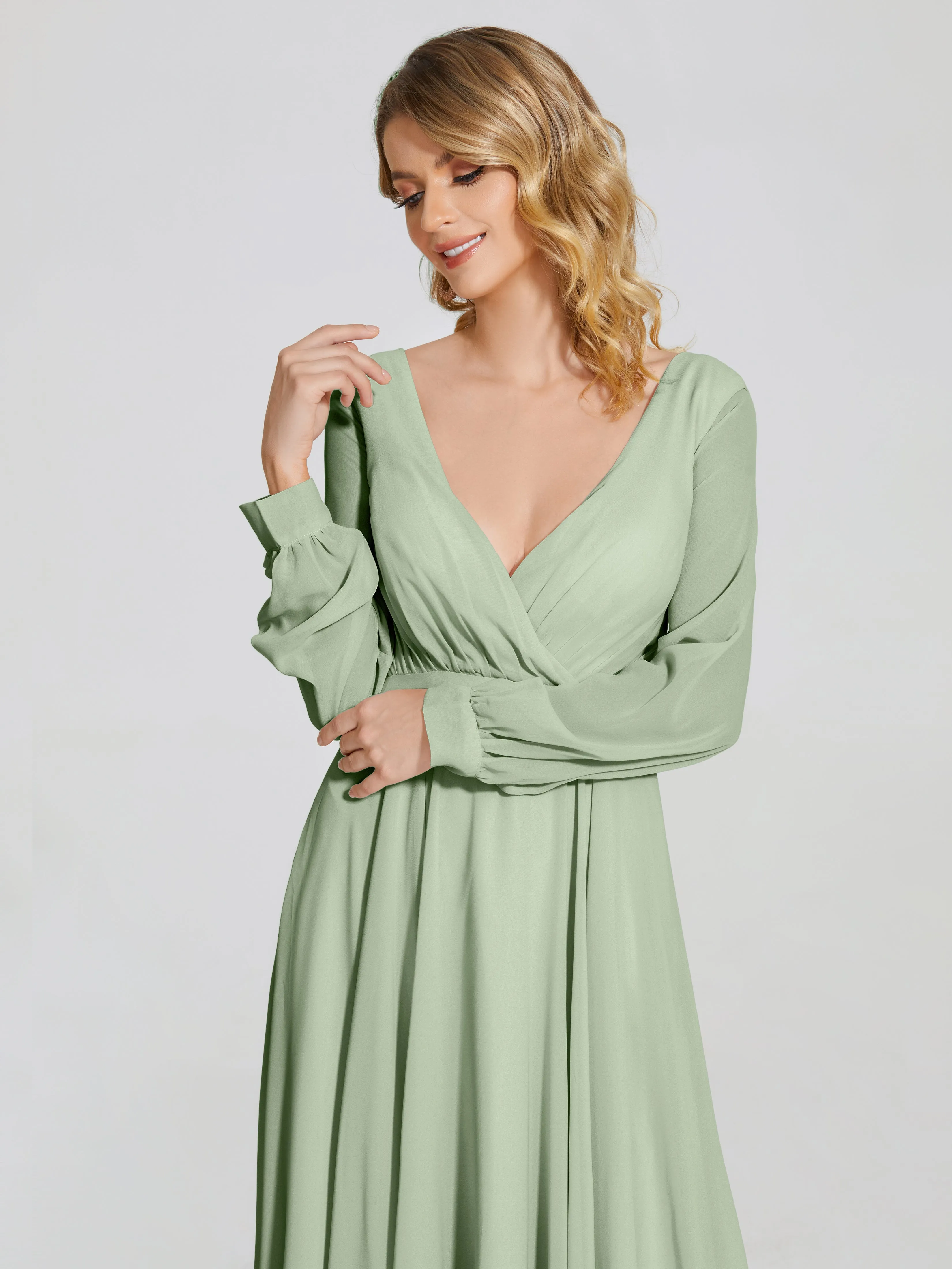 Raegan Simple Long Sleeves Chiffon Mother of the Bride Dress