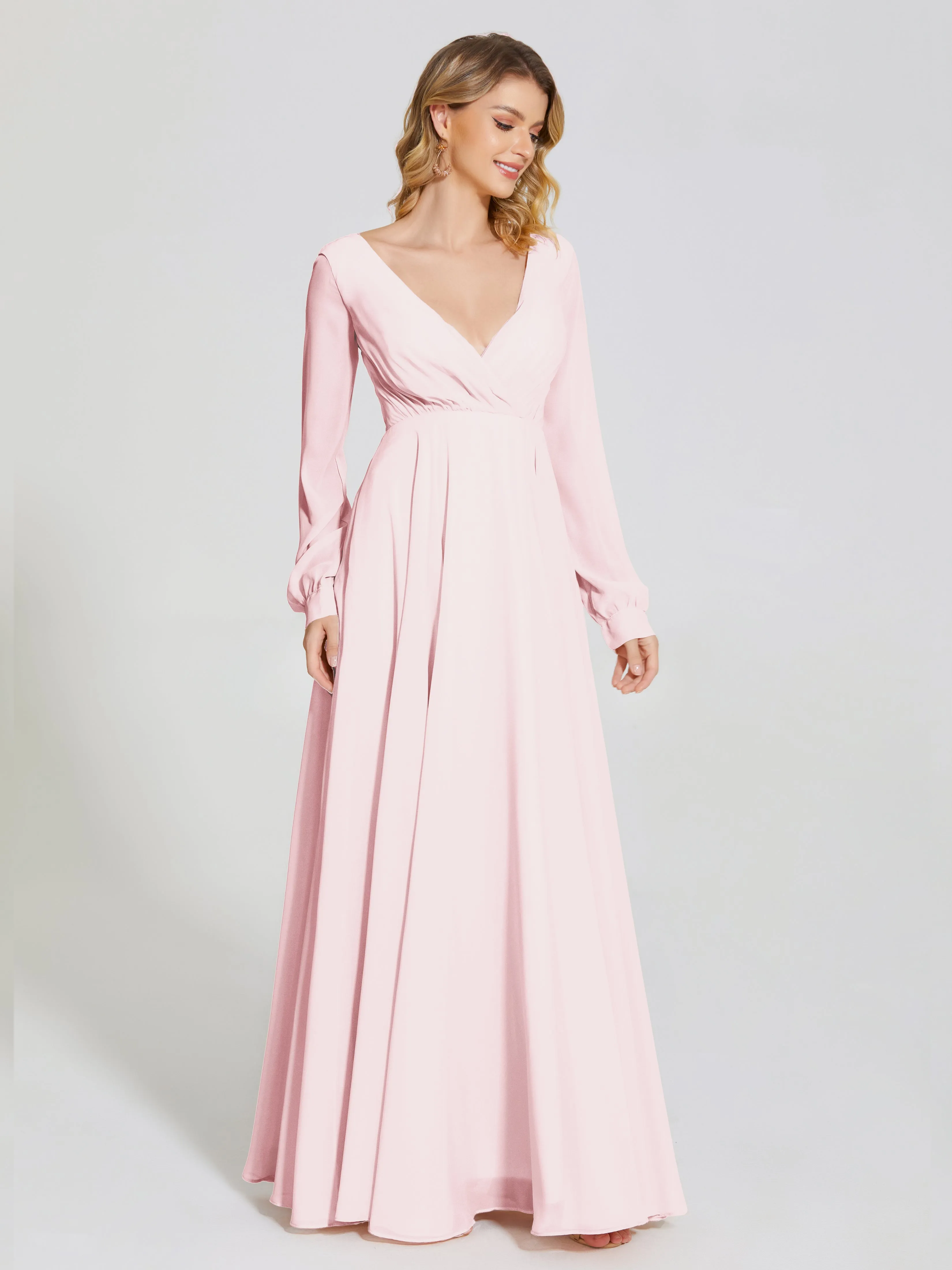 Raegan Simple Long Sleeves Chiffon Mother of the Bride Dress