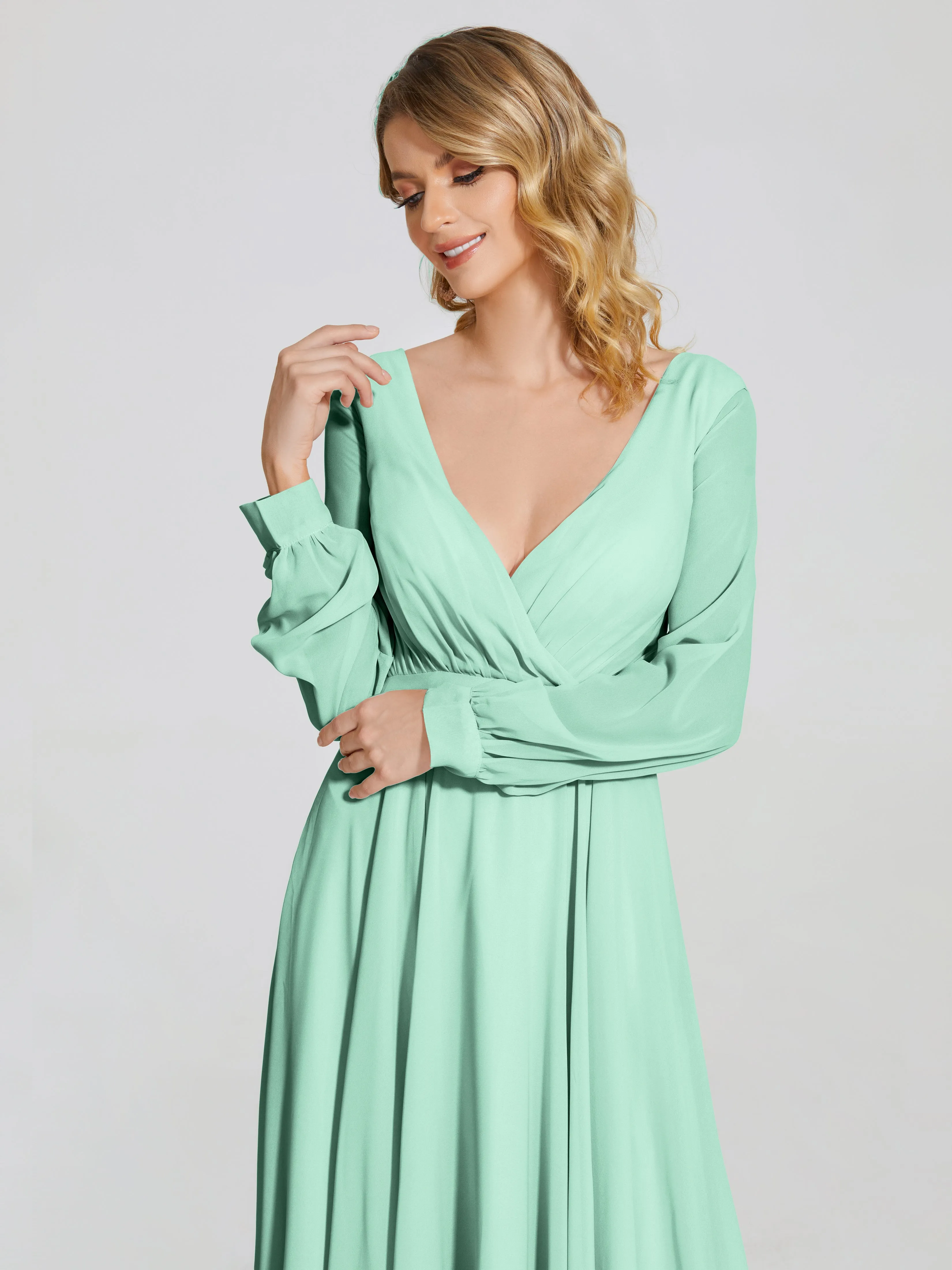 Raegan Simple Long Sleeves Chiffon Mother of the Bride Dress