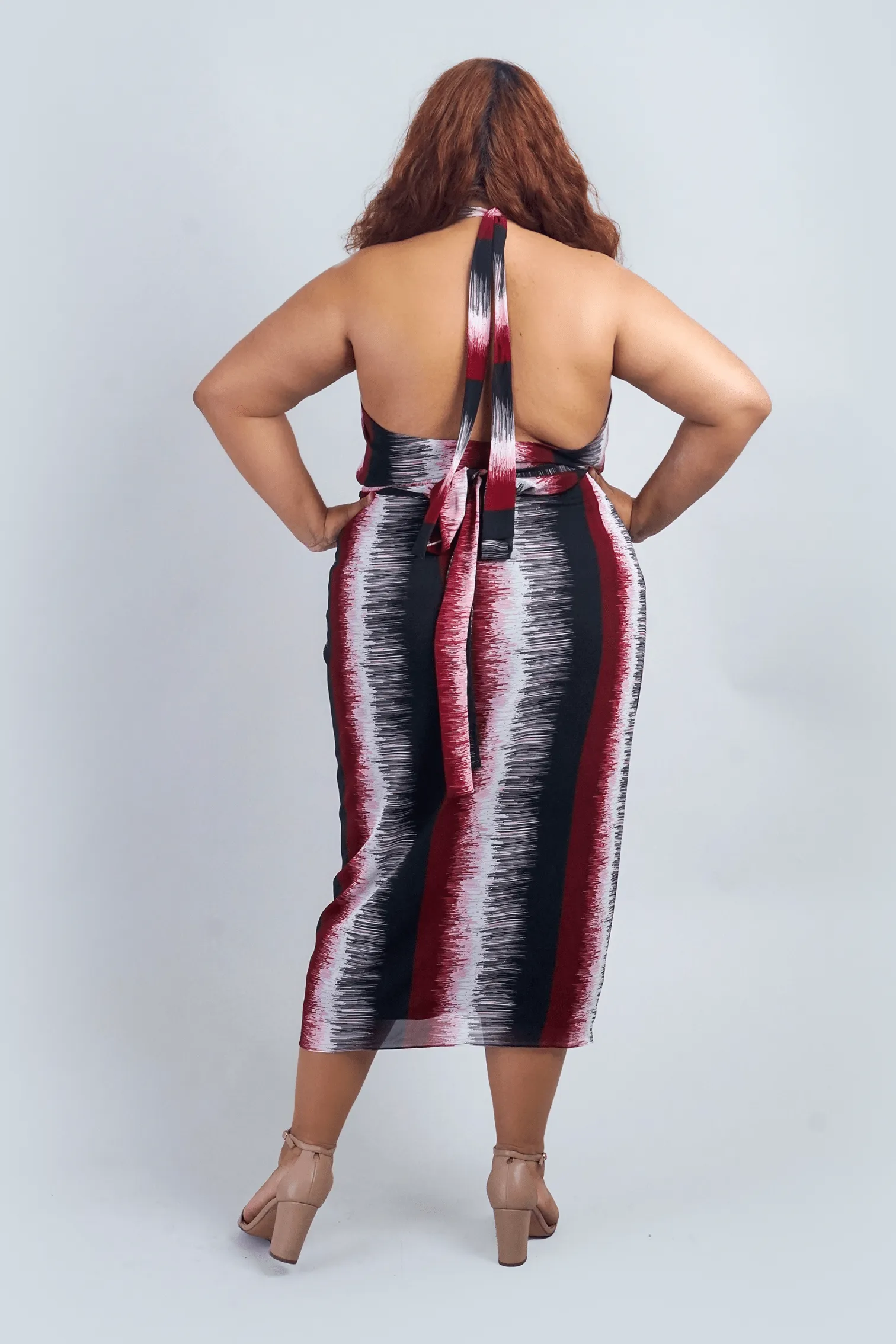 Red Black Print Indo Wrap Skirt/Dress