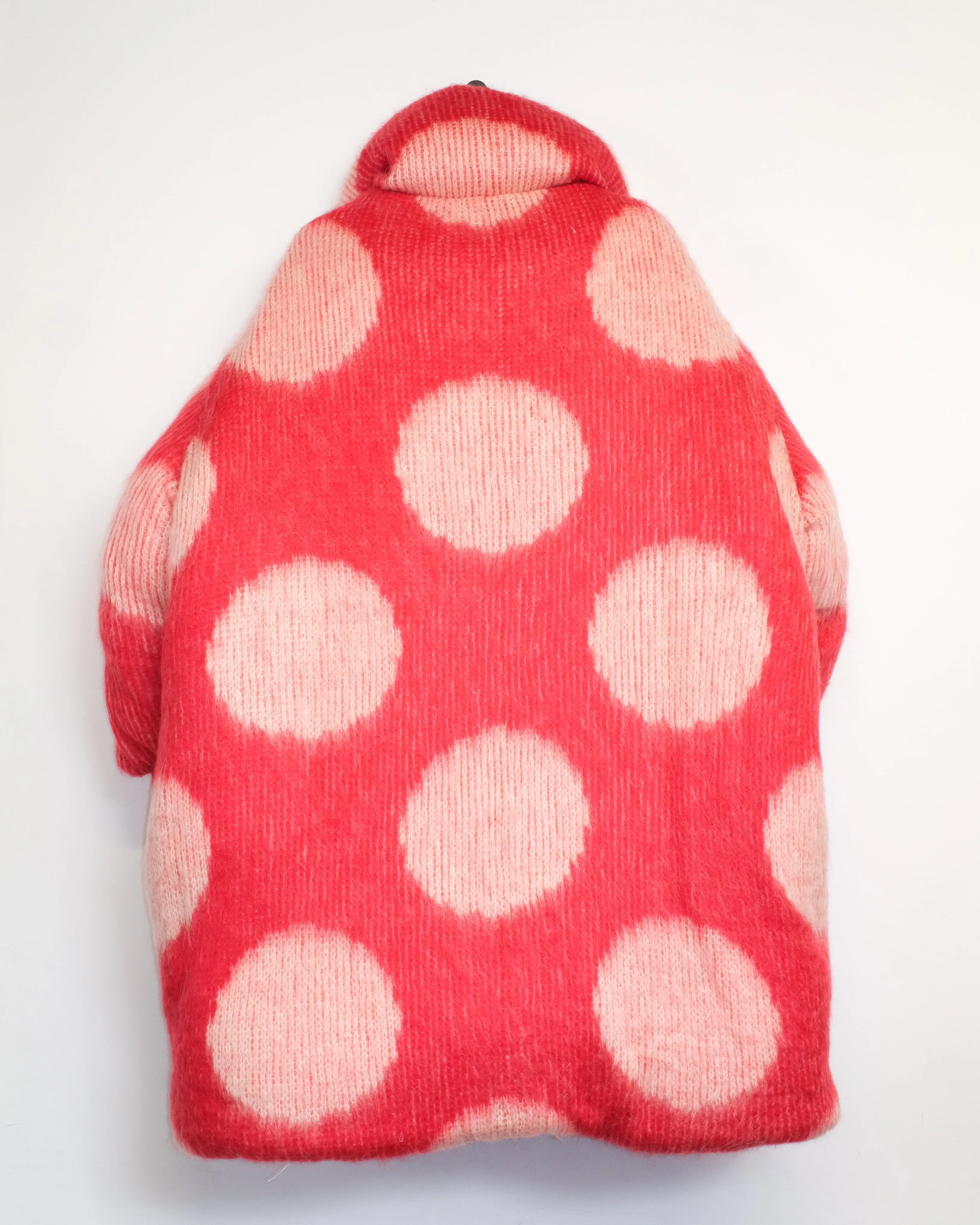 Red Polka Dots Mohair Puffer Coat