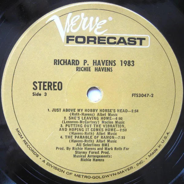 Richie Havens - Richard P. Havens 1983 (2xLP, Album, MGM) (VG )