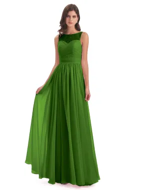 Robyn Magic Lace/Chiffon Illusion Long Bridesmaid Dresses