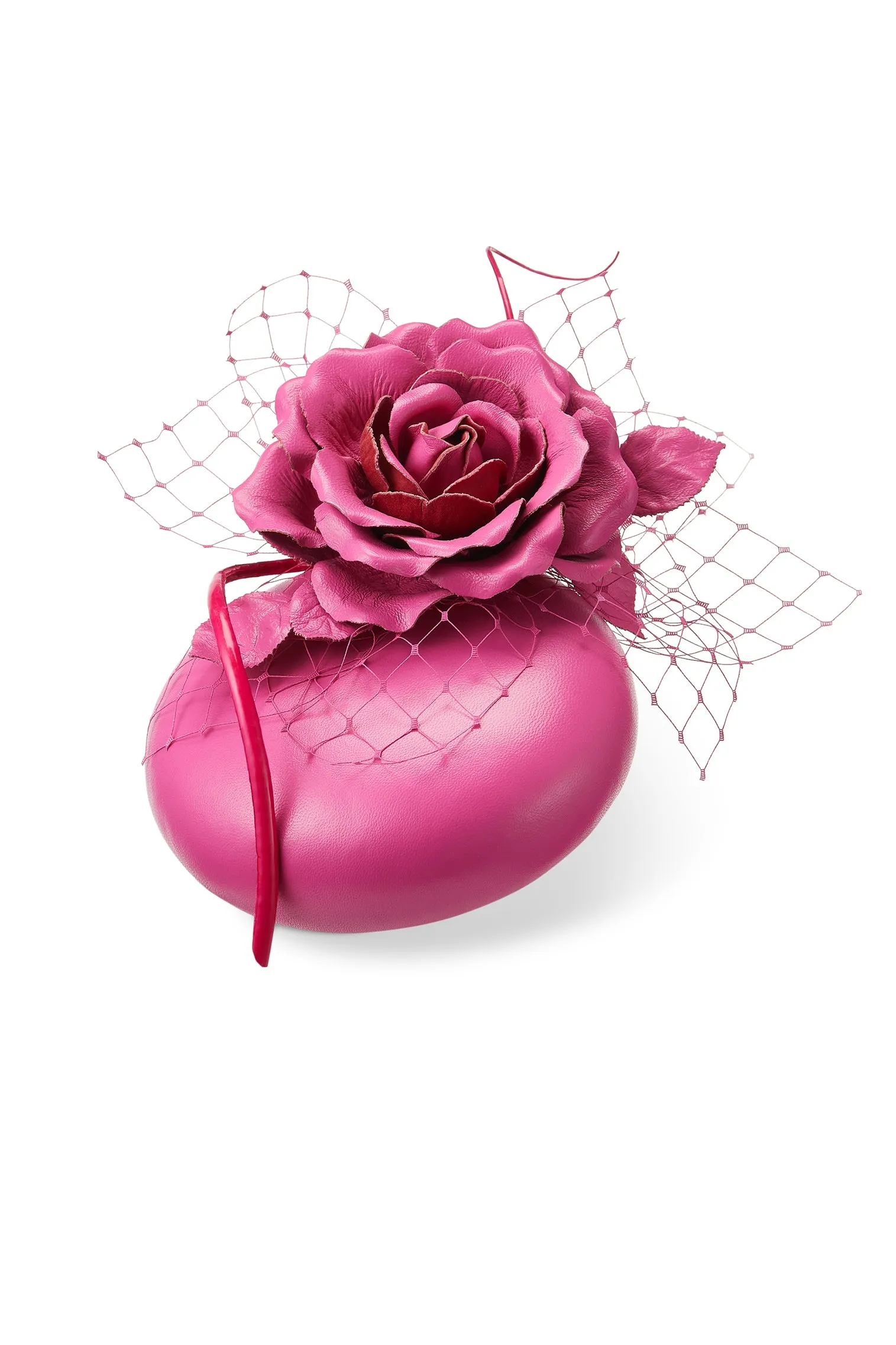 Rose Bud Pink Leather Percher Hat