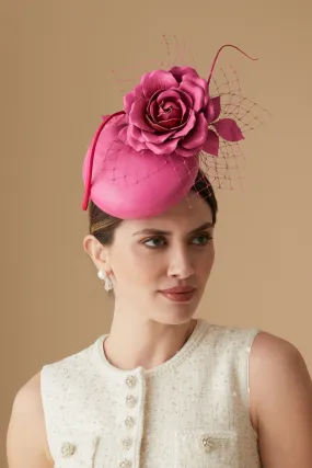 Rose Bud Pink Leather Percher Hat