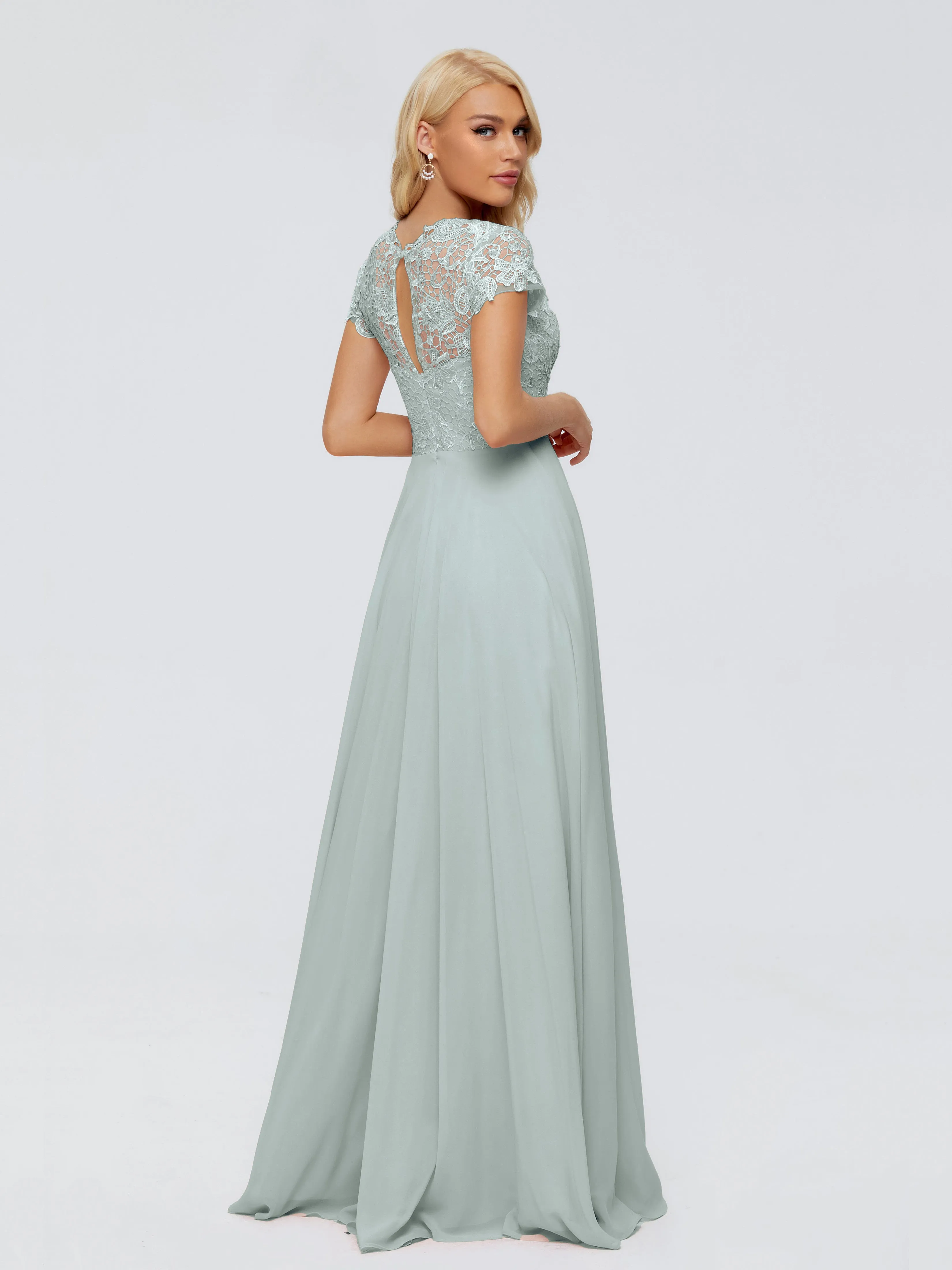 Rose Charming Scoop Chiffon Bridesmaid Dresses